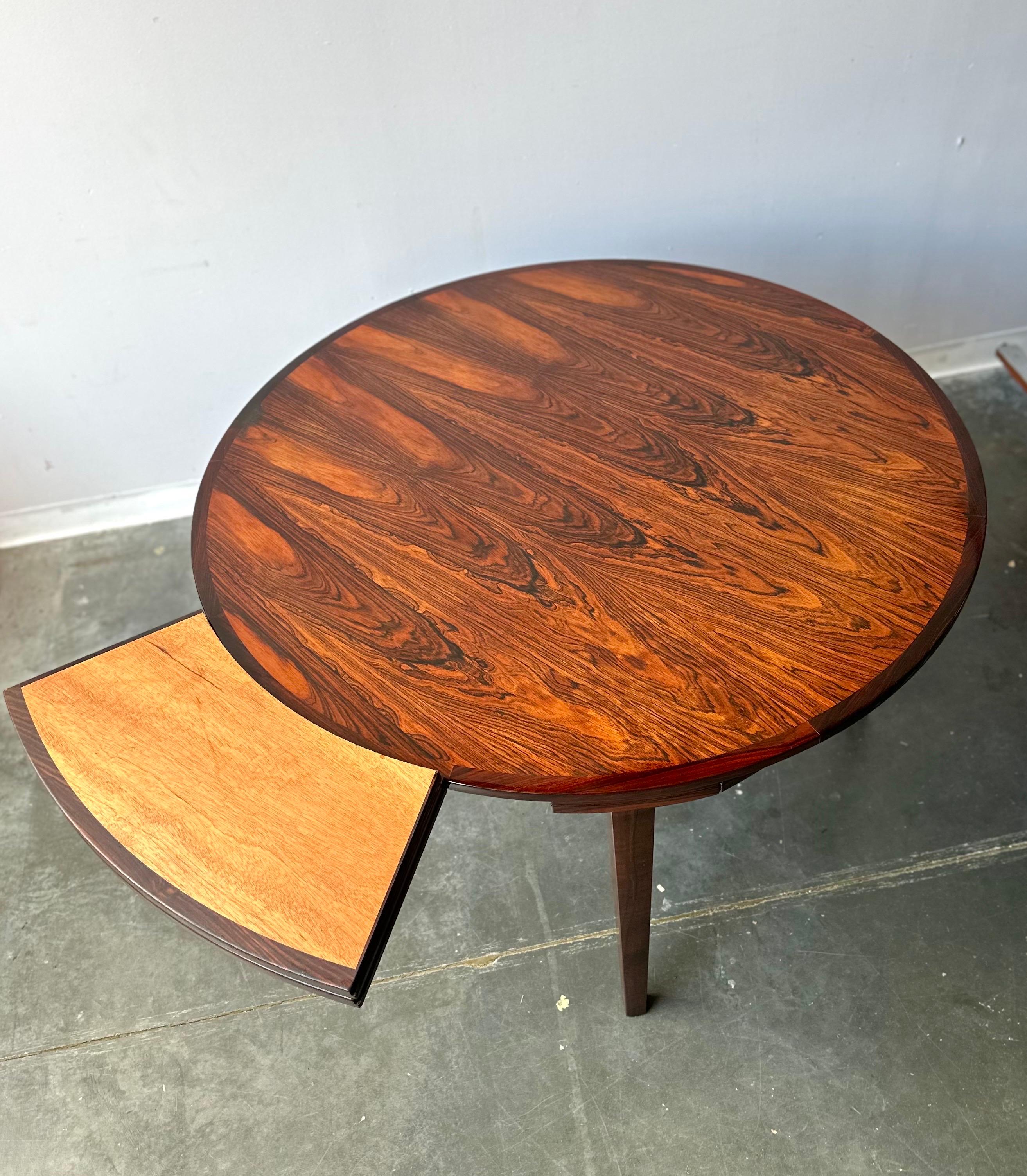 Veneer Dyrlund Lotus Mid Century Rosewood Flip Flap Expanding Round Dining Table