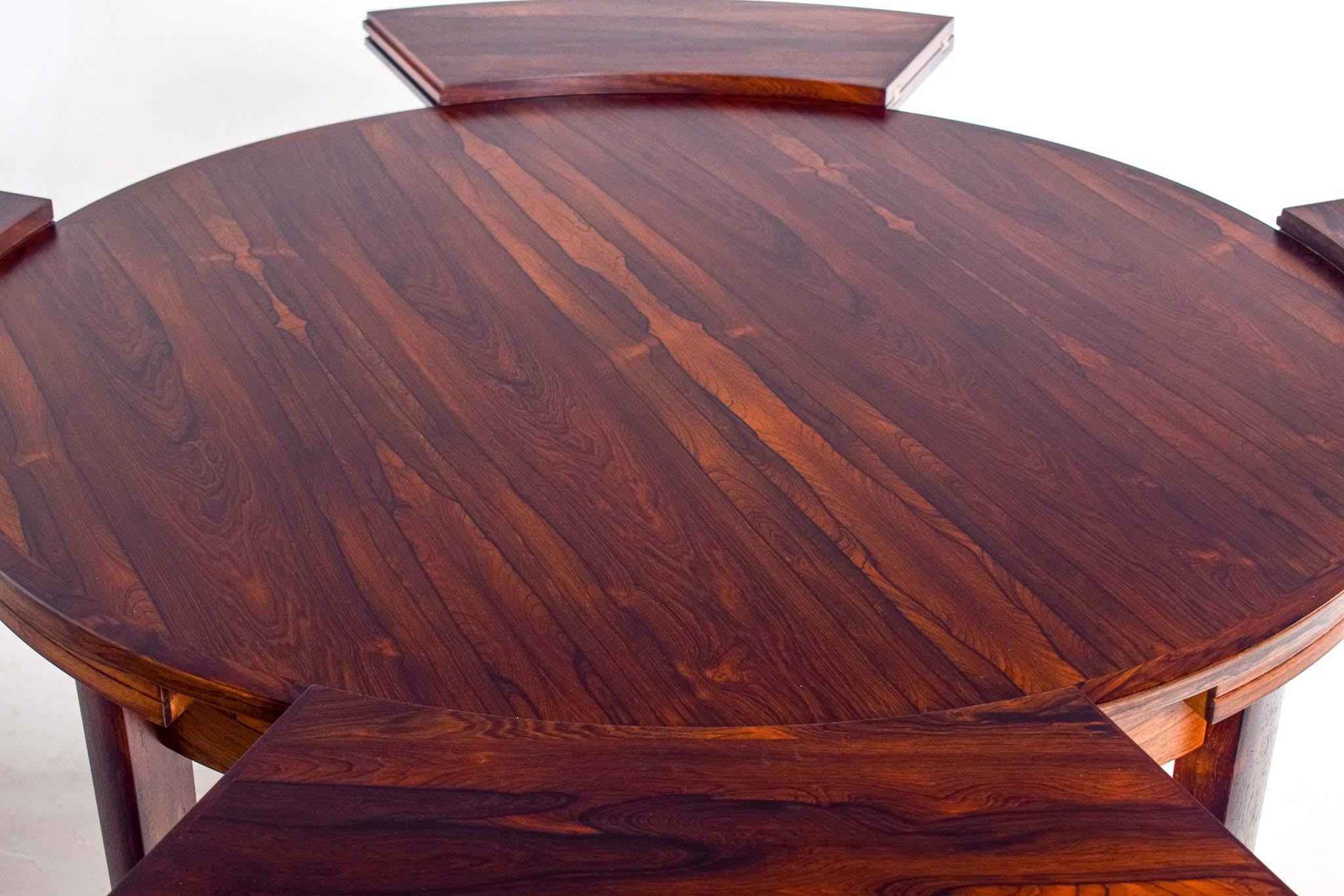 Dyrlund Lotus Mid Century Rosewood Flip Flap Expanding Round Dining Table 2