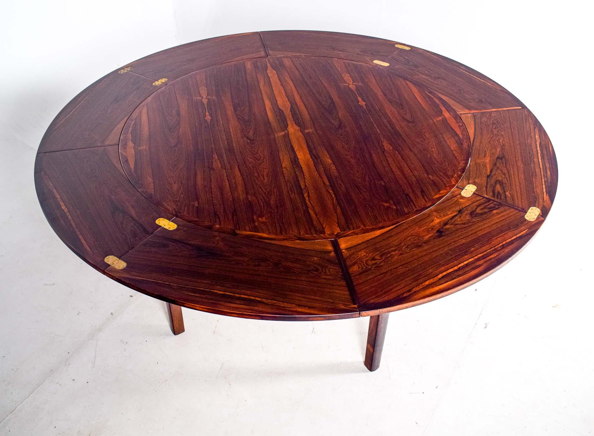 Dyrlund Lotus Mid Century Rosewood Flip Flap Expanding Round Dining Table 3