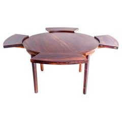 Dyrlund Lotus Mid Century Rosewood Flip Flap Expanding Round Dining Table