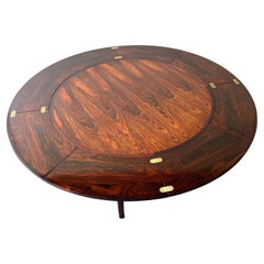 Dyrlund Lotus Mid Century Rosewood Flip Flap Expanding Round Dining Table