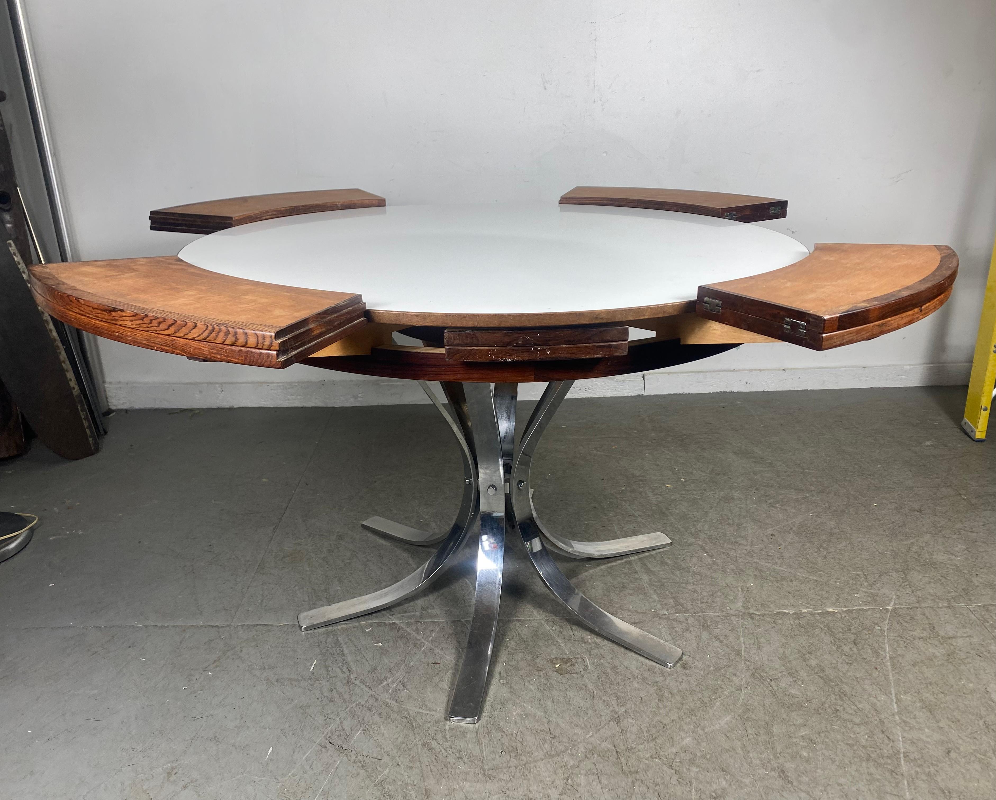 Chrome Table de salle à manger en bois de rose « Lotus » de Dyrlund, plateau extensible « Flip-flop » en vente