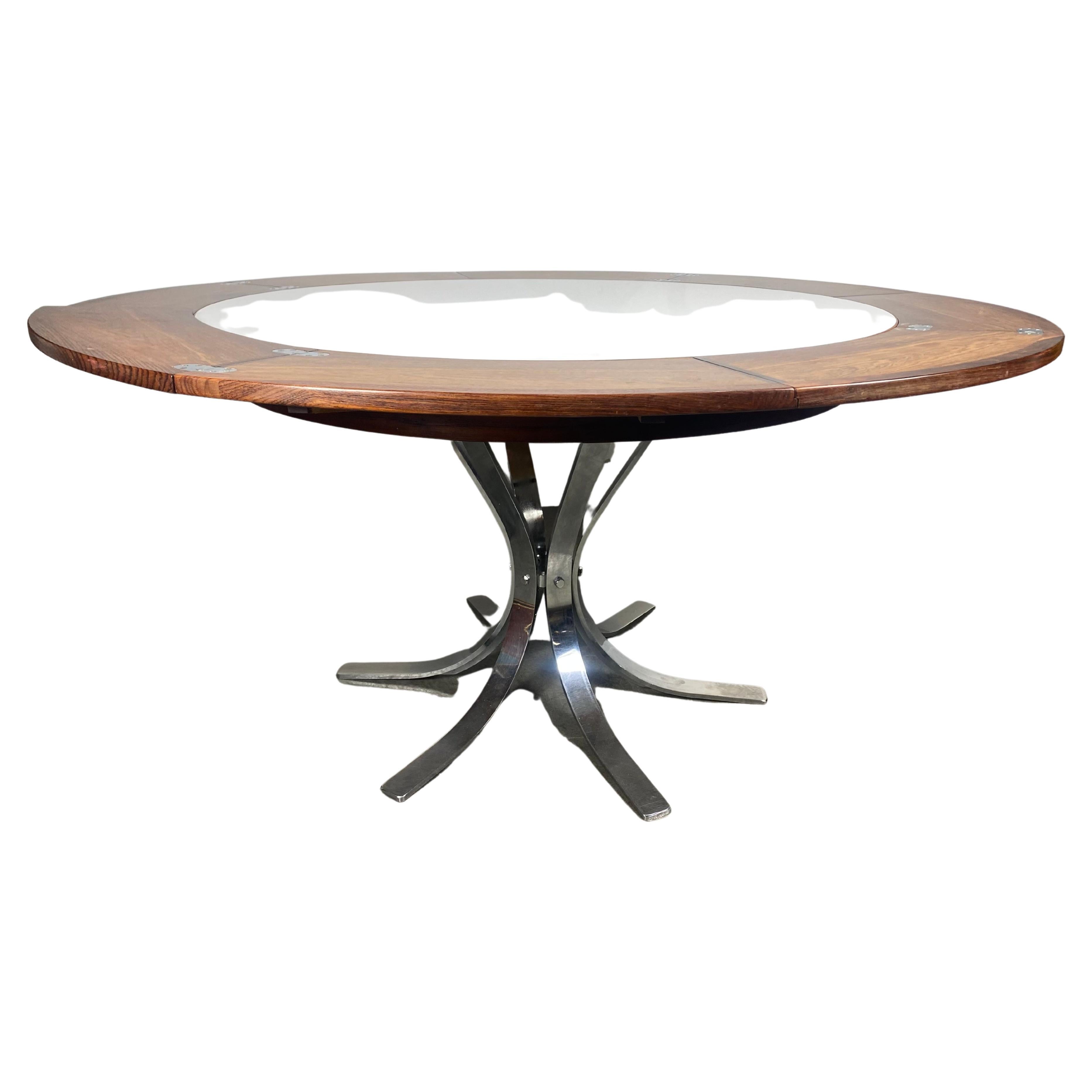 Dyrlund "Lotus" Rosewood Dining Table, "Flip-Flop" Expanding Top For Sale