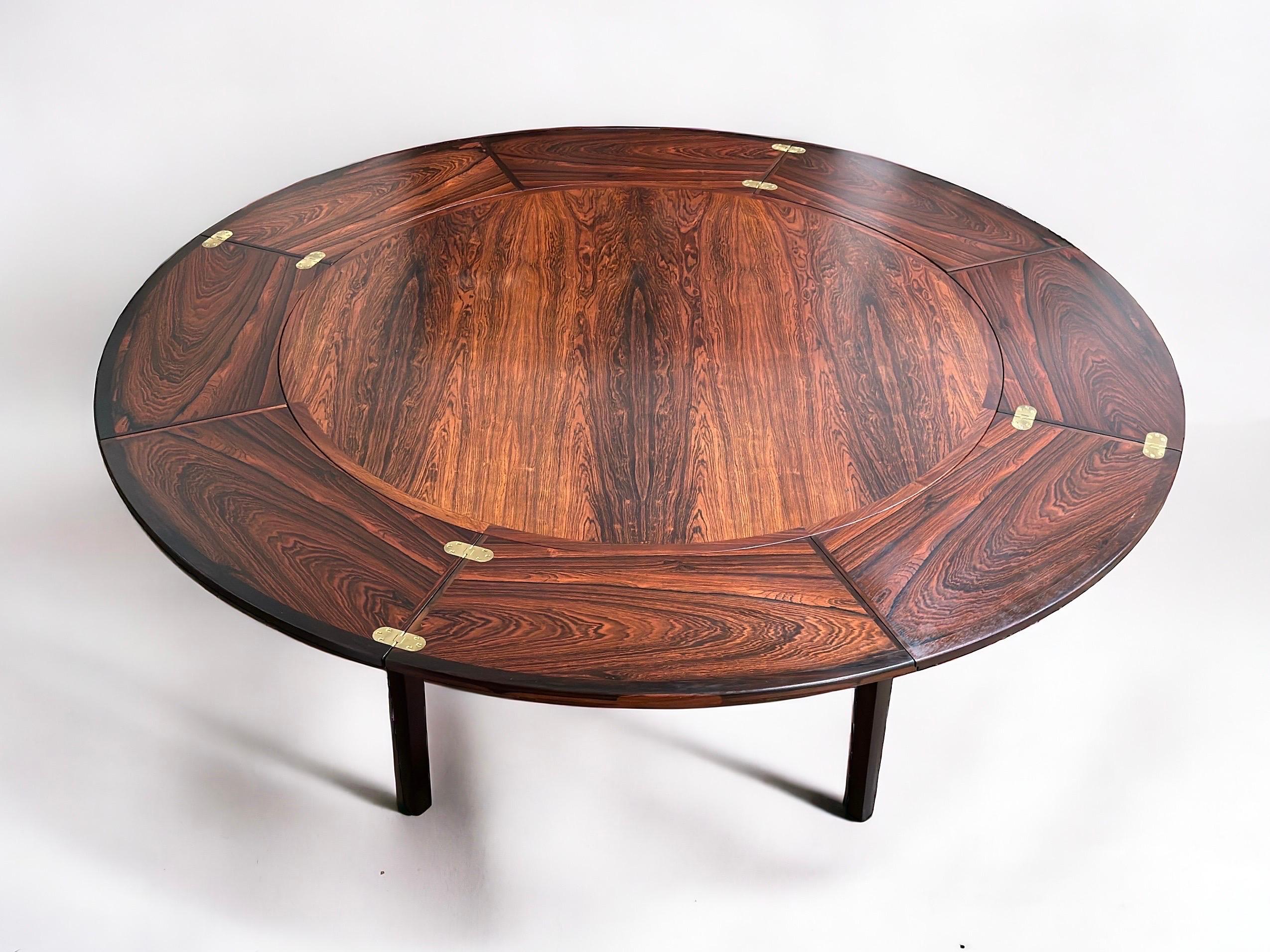 Mid-Century Modern Dyrlund Lotus Table - Danish Rosewood Flip Flap Expanding Round Dining Table