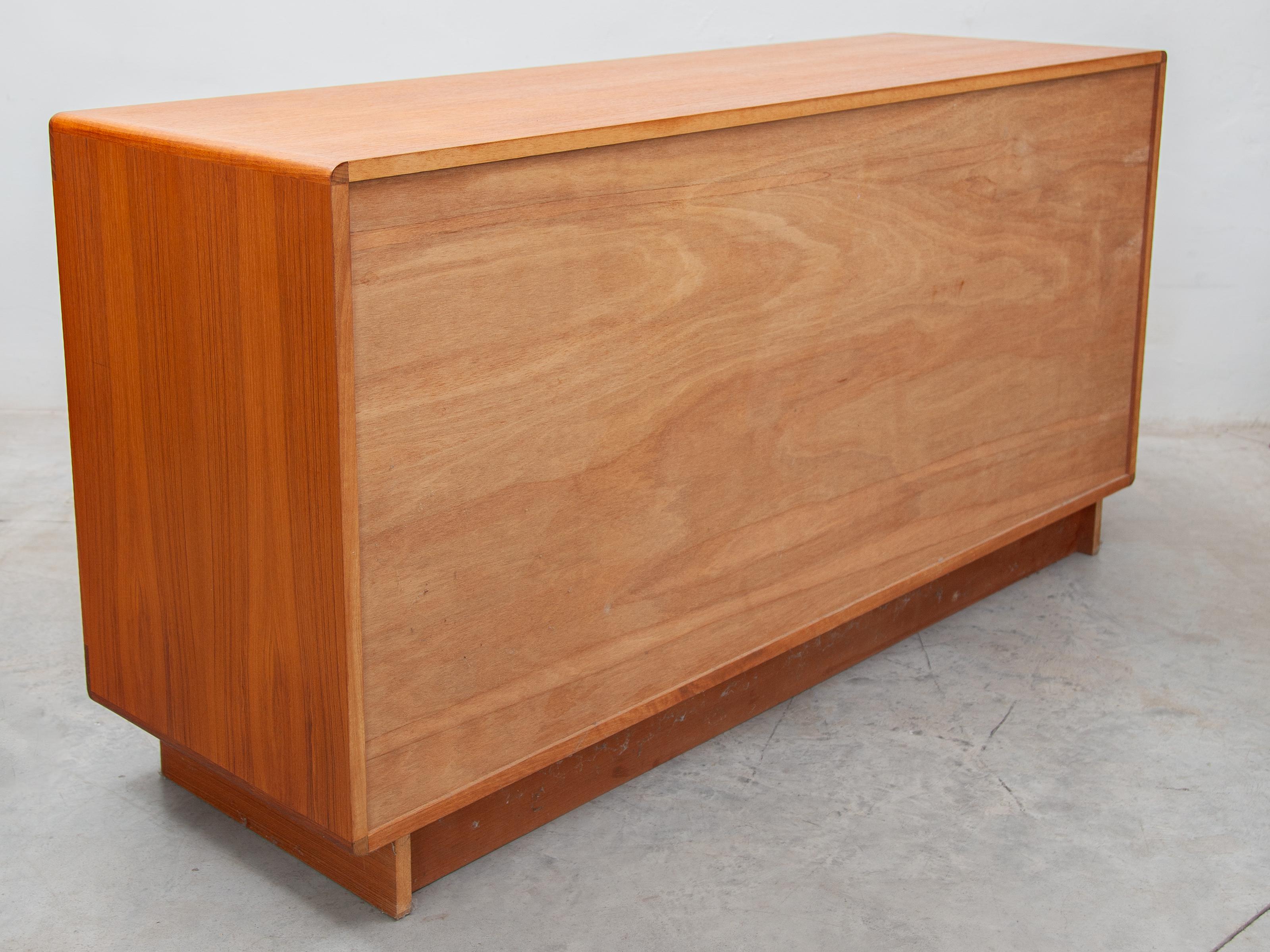 Mid-20th Century Dyrlund Made in Denmark Furniture Small Two Sliding Doors Sideboard For Sale