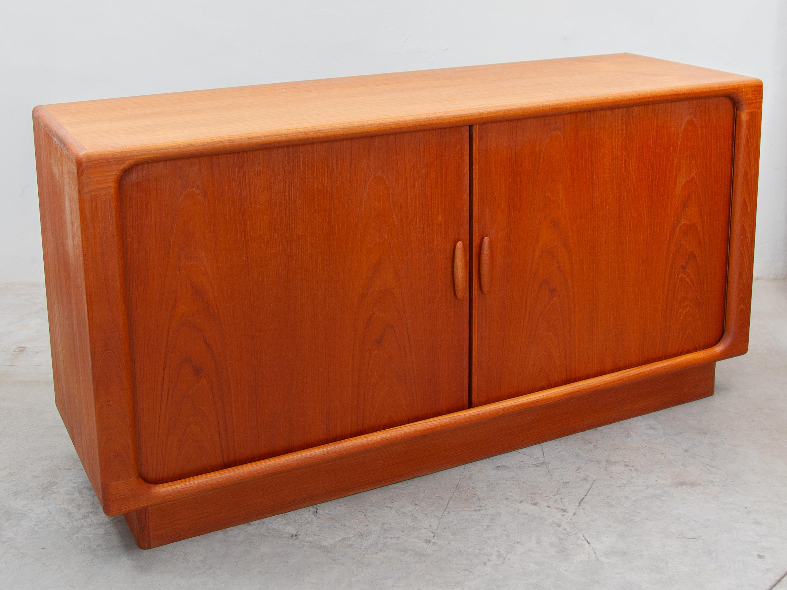 Teak Dyrlund Made in Denmark Furniture Small Two Sliding Doors Sideboard For Sale