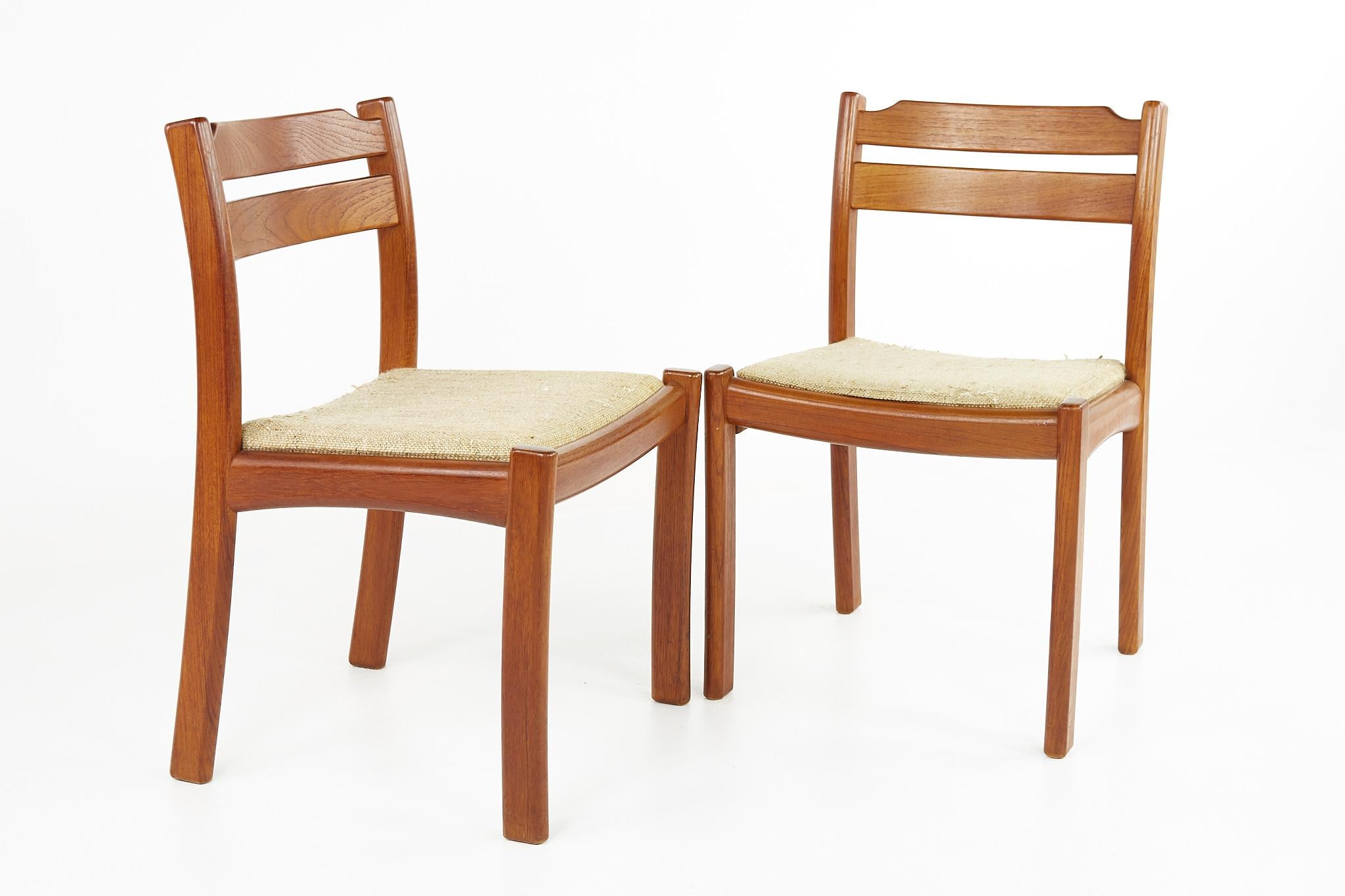 Upholstery Dyrlund Mid Century Teak Dining Chairs, Set of 8