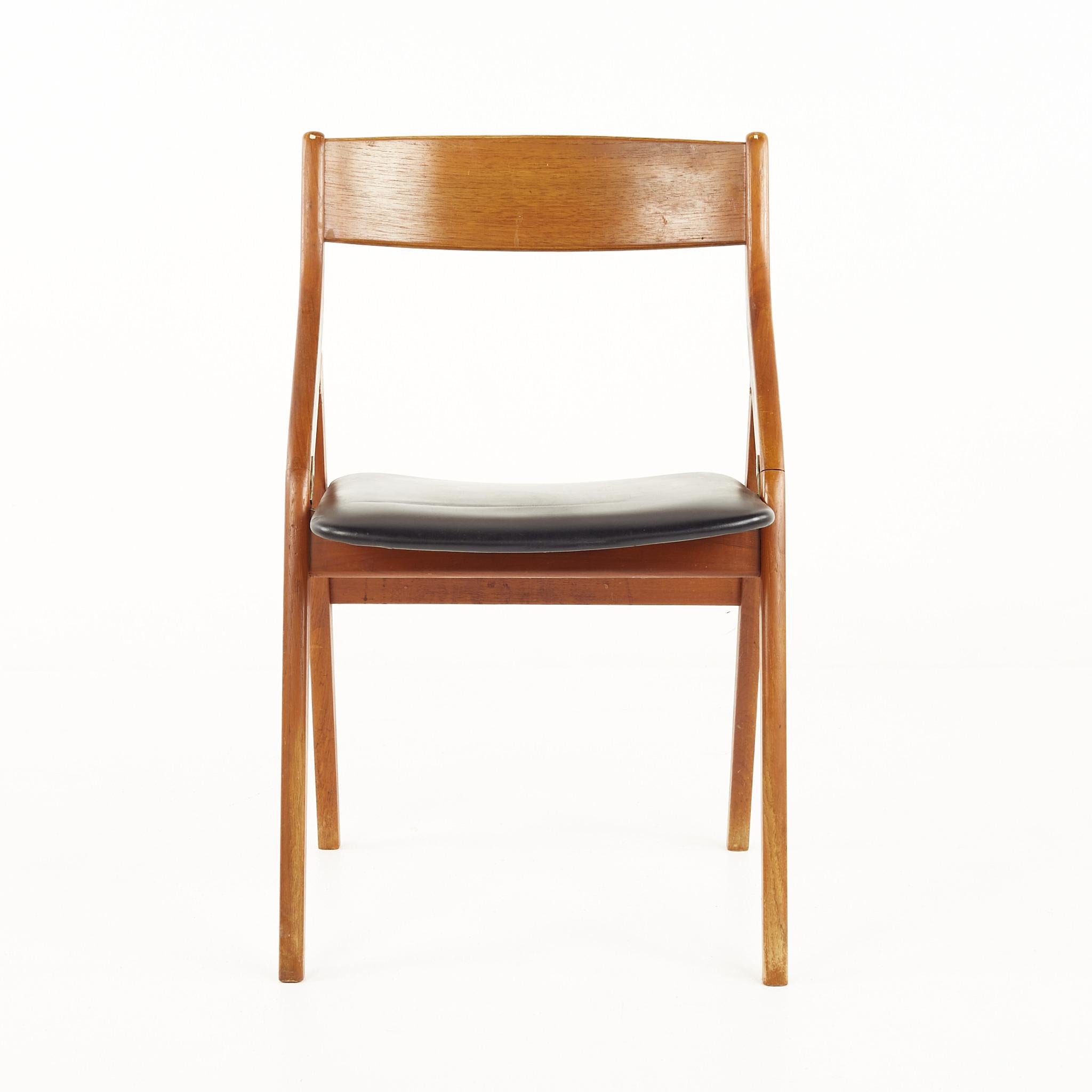 Danish Dyrlund Mid Century Teak Folding Chairs - Set of 6