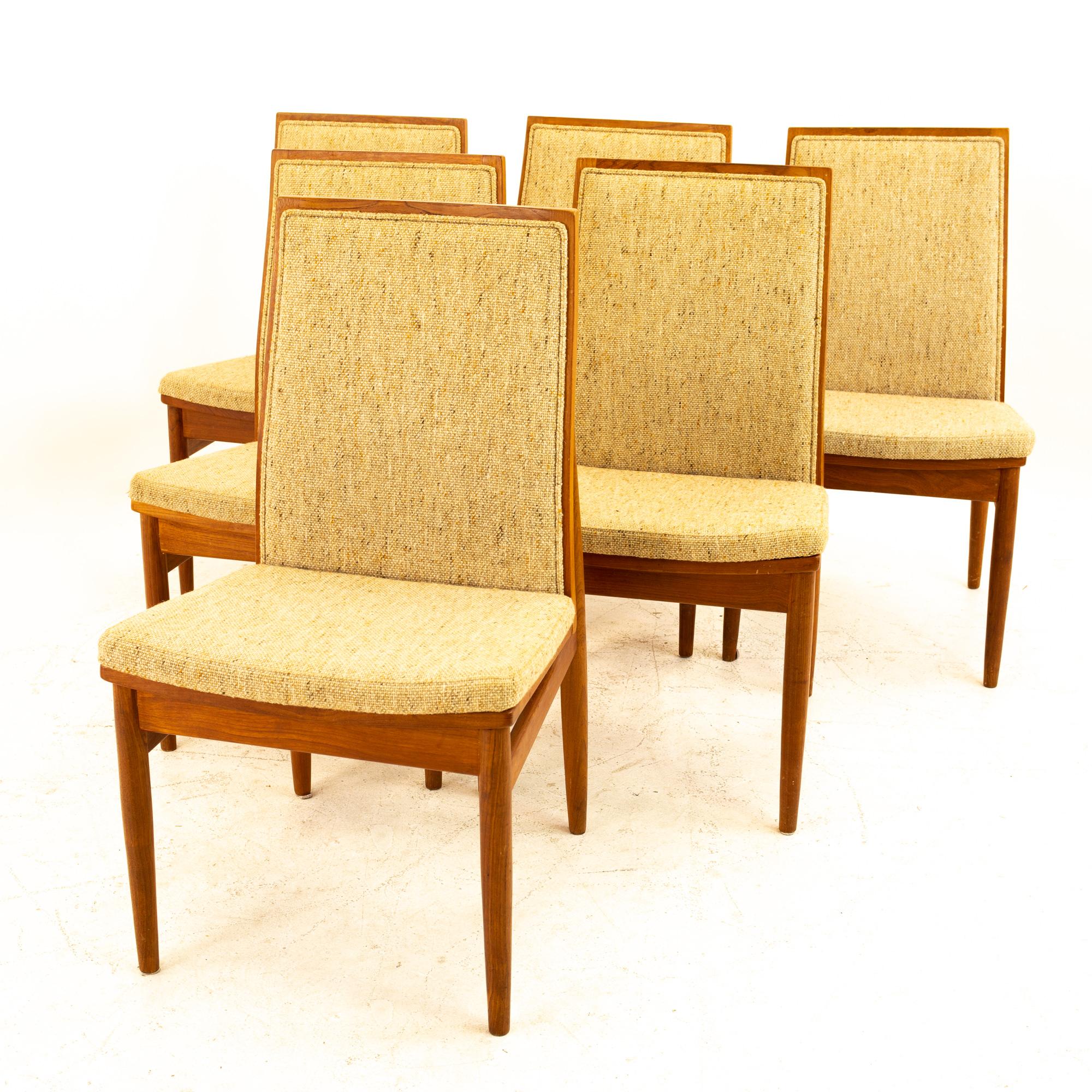 Mid-Century Modern Dyrlund Mid Century Teak Upholstered Dining Chairs, Set of 6