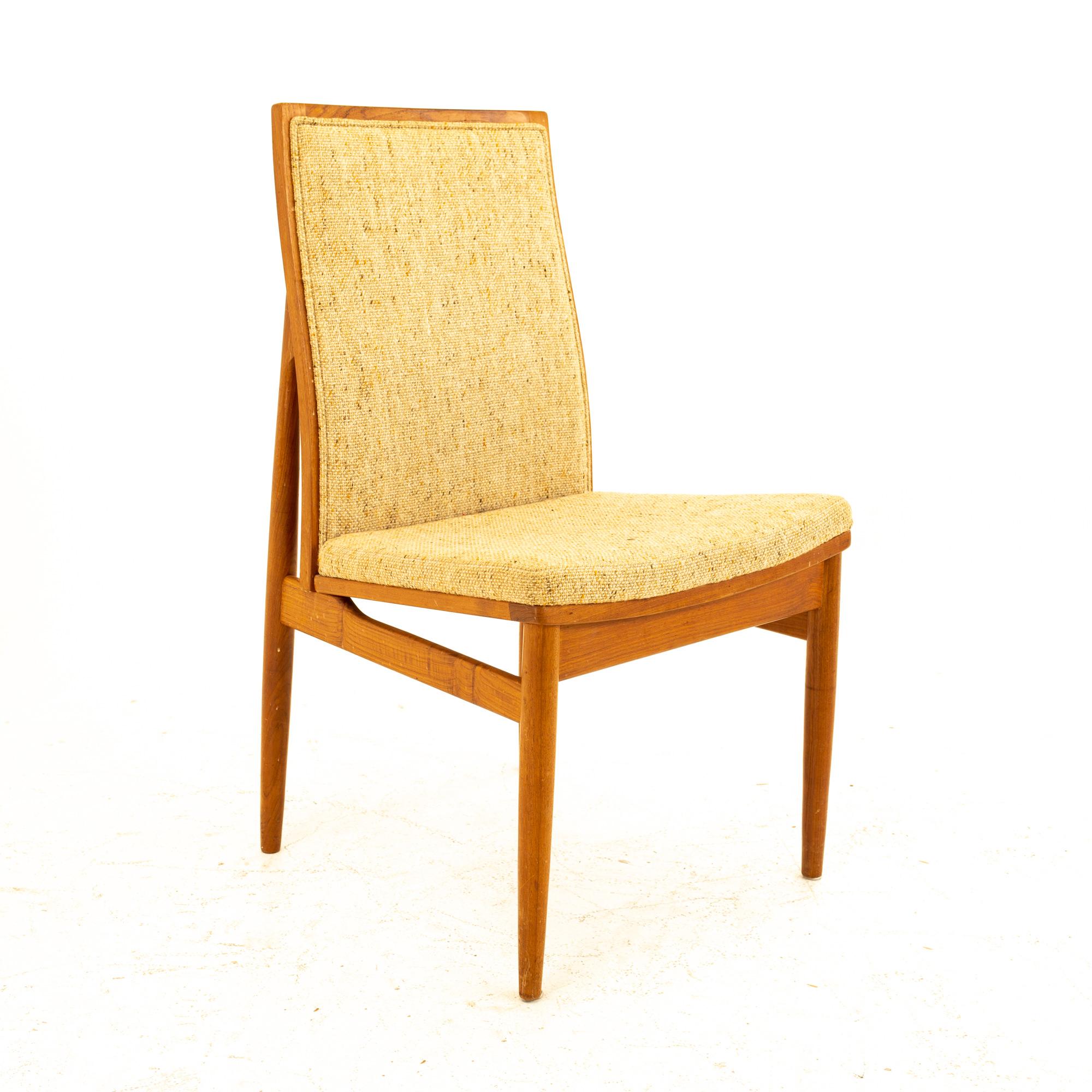 Danish Dyrlund Mid Century Teak Upholstered Dining Chairs, Set of 6