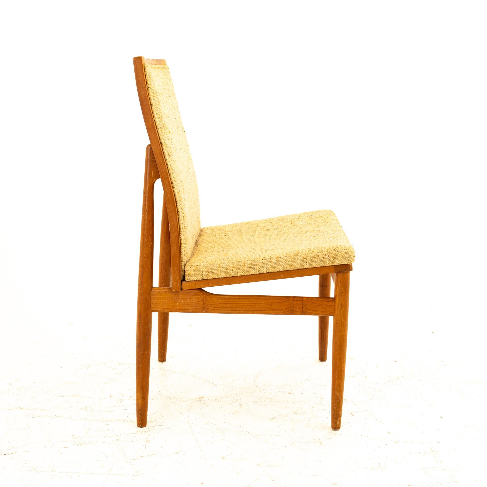 Dyrlund Mid Century Teak Upholstered Dining Chairs, Set of 6 In Good Condition In Countryside, IL