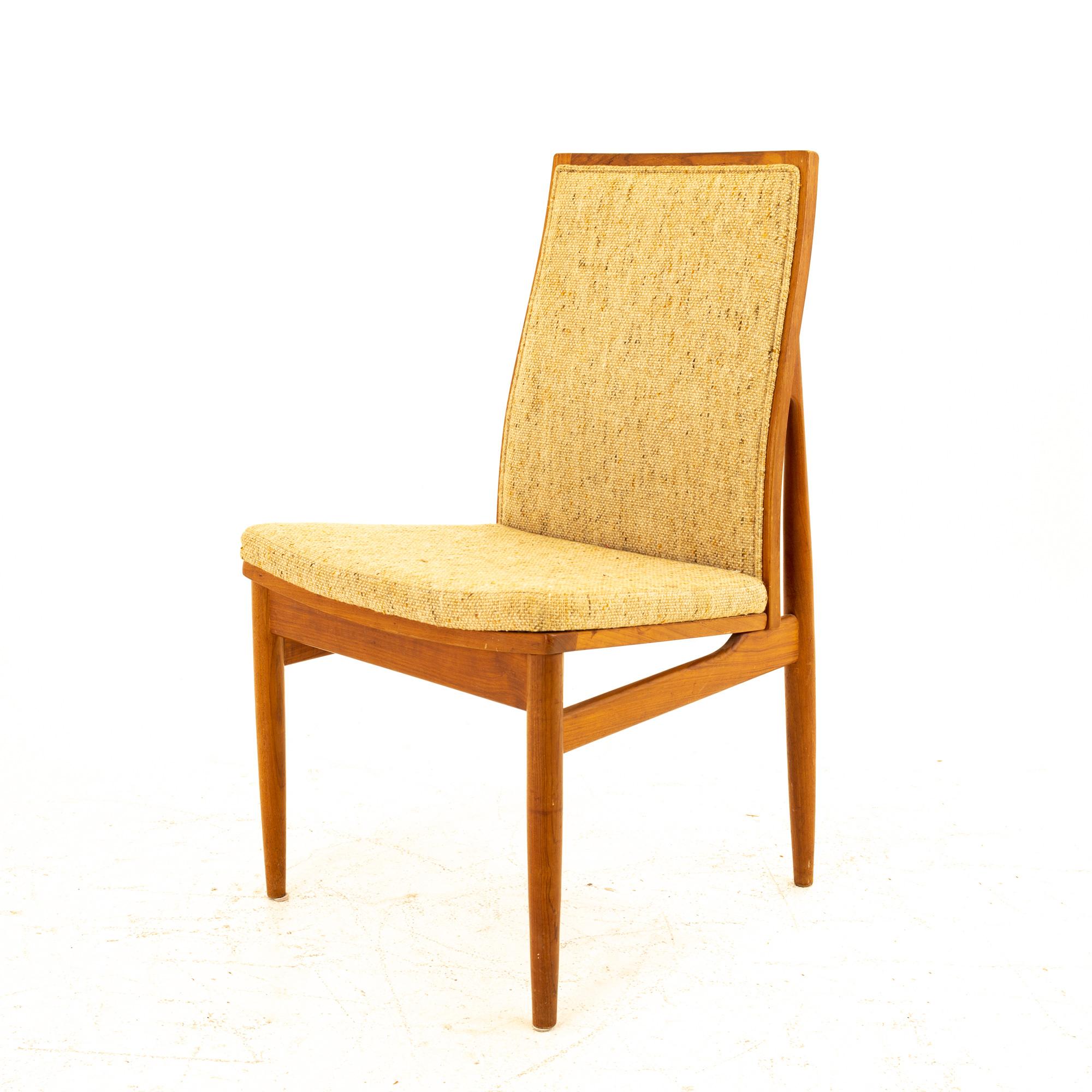 Dyrlund Mid Century Teak Upholstered Dining Chairs, Set of 6 2