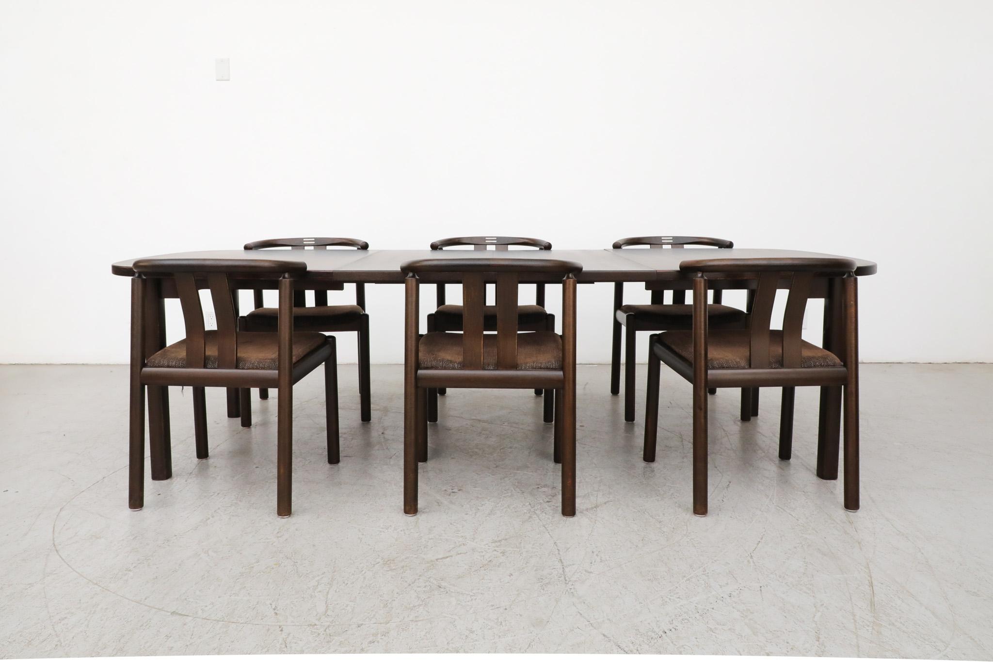 Dyrlund Oval Dark Stained Dining Table with 2 Extension Leaves In Good Condition For Sale In Los Angeles, CA