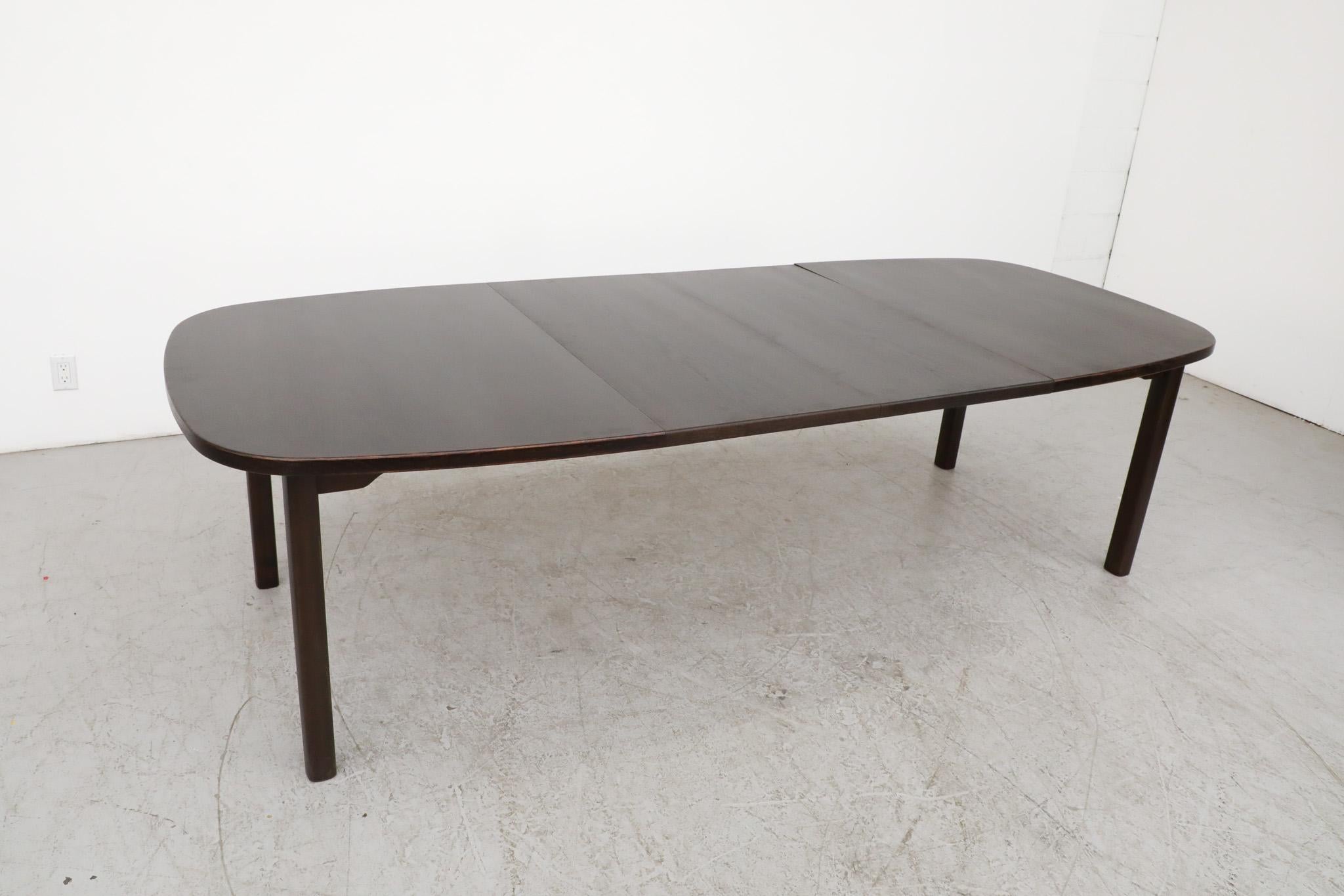 Dyrlund Oval Dark Stained Dining Table with 2 Extension Leaves For Sale 2