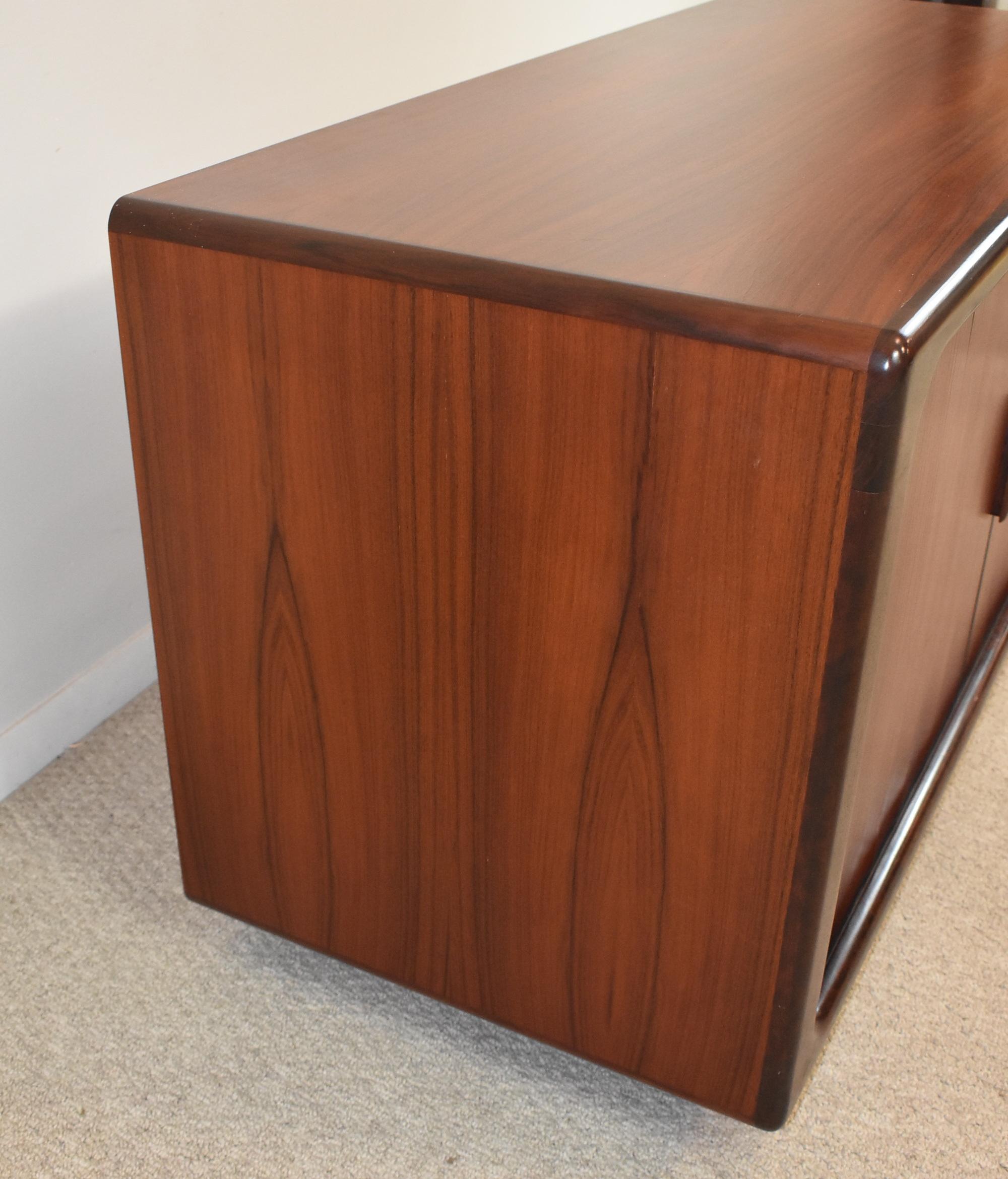 Dyrlund Rosewood Entertainment Cabinet with Tambour Doors For Sale 1