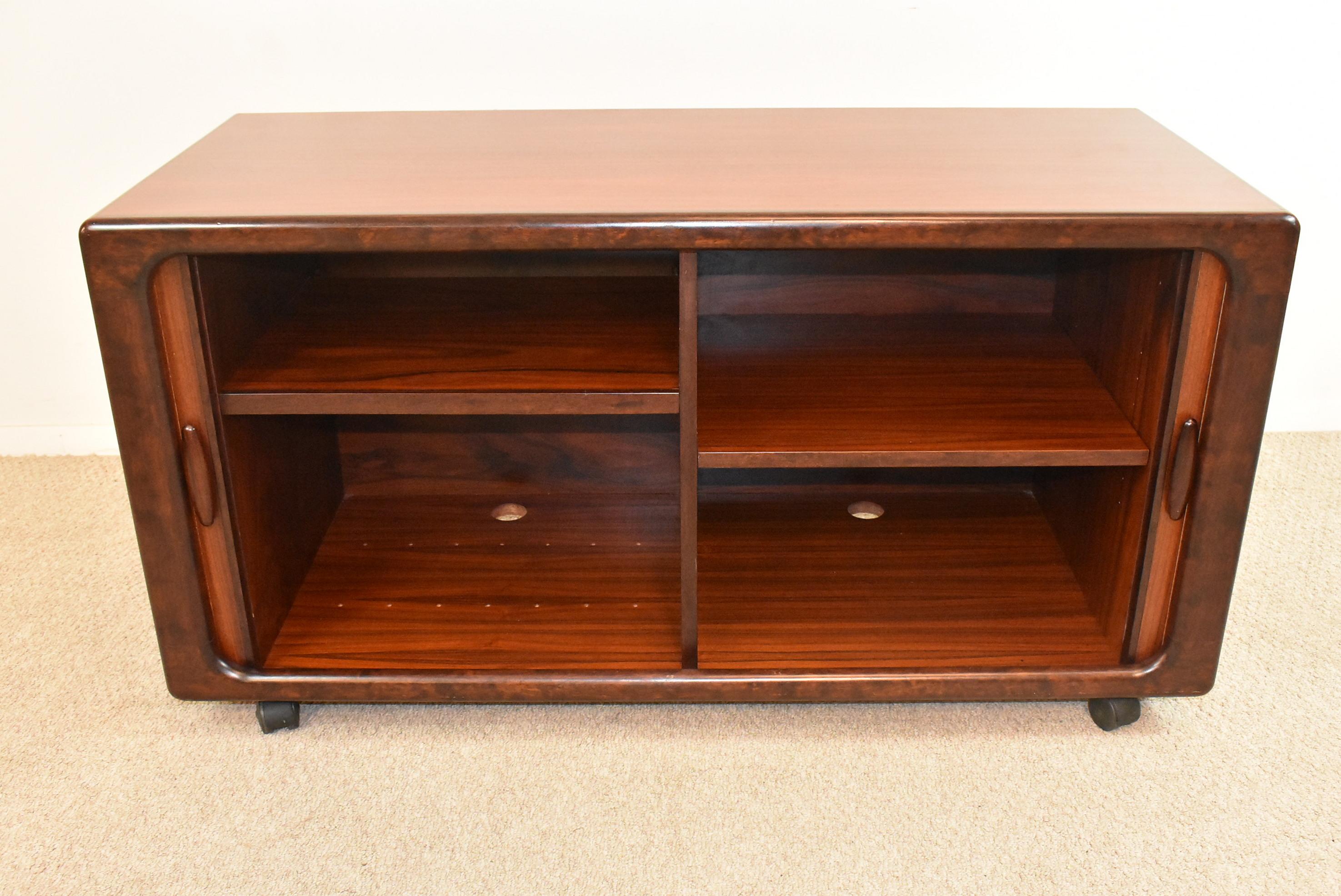 Dyrlund Rosewood Entertainment Cabinet with Tambour Doors For Sale 2