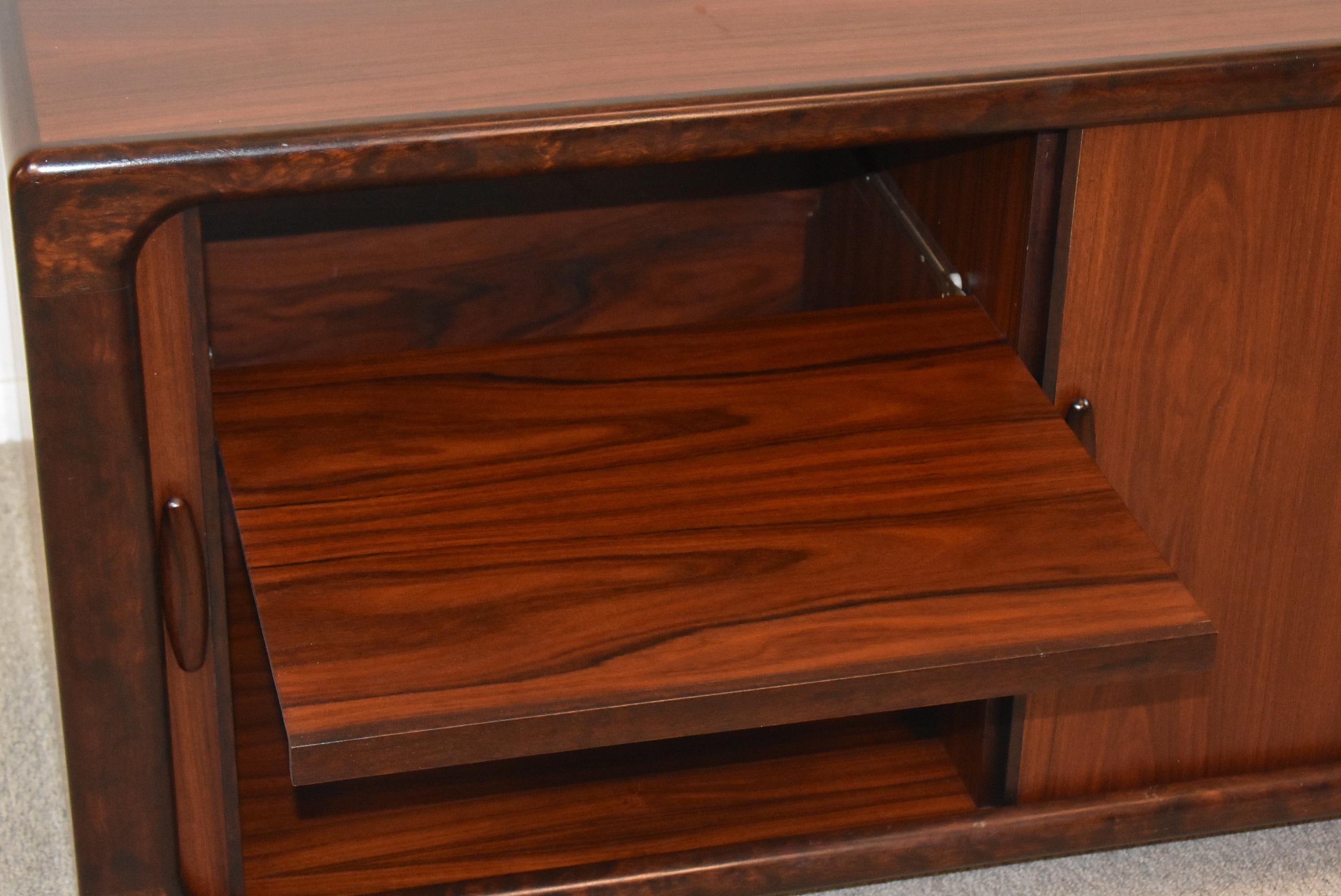 Dyrlund Rosewood Entertainment Cabinet with Tambour Doors For Sale 4