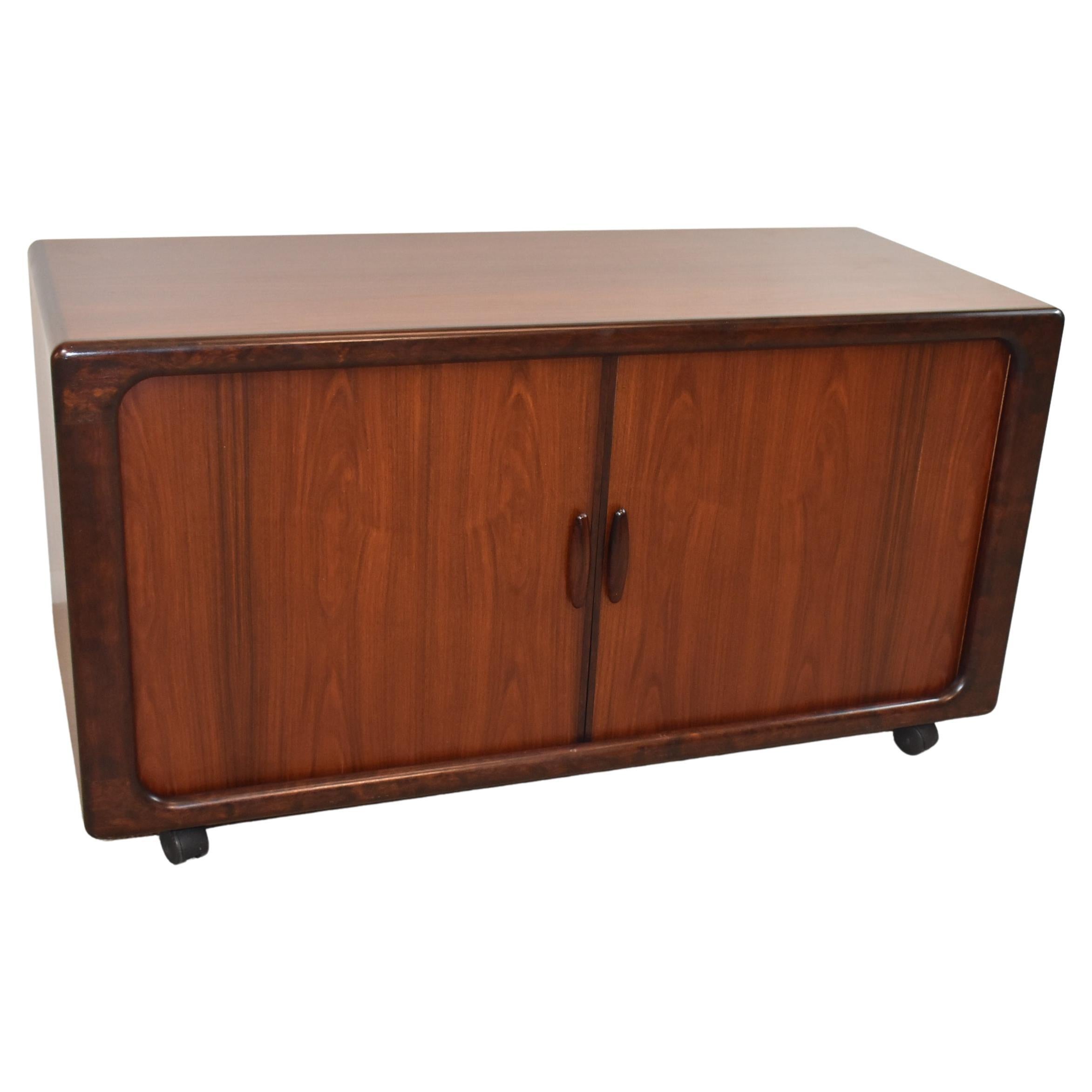 Dyrlund Rosewood Entertainment Cabinet with Tambour Doors For Sale