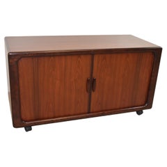 Vintage Dyrlund Rosewood Entertainment Cabinet with Tambour Doors