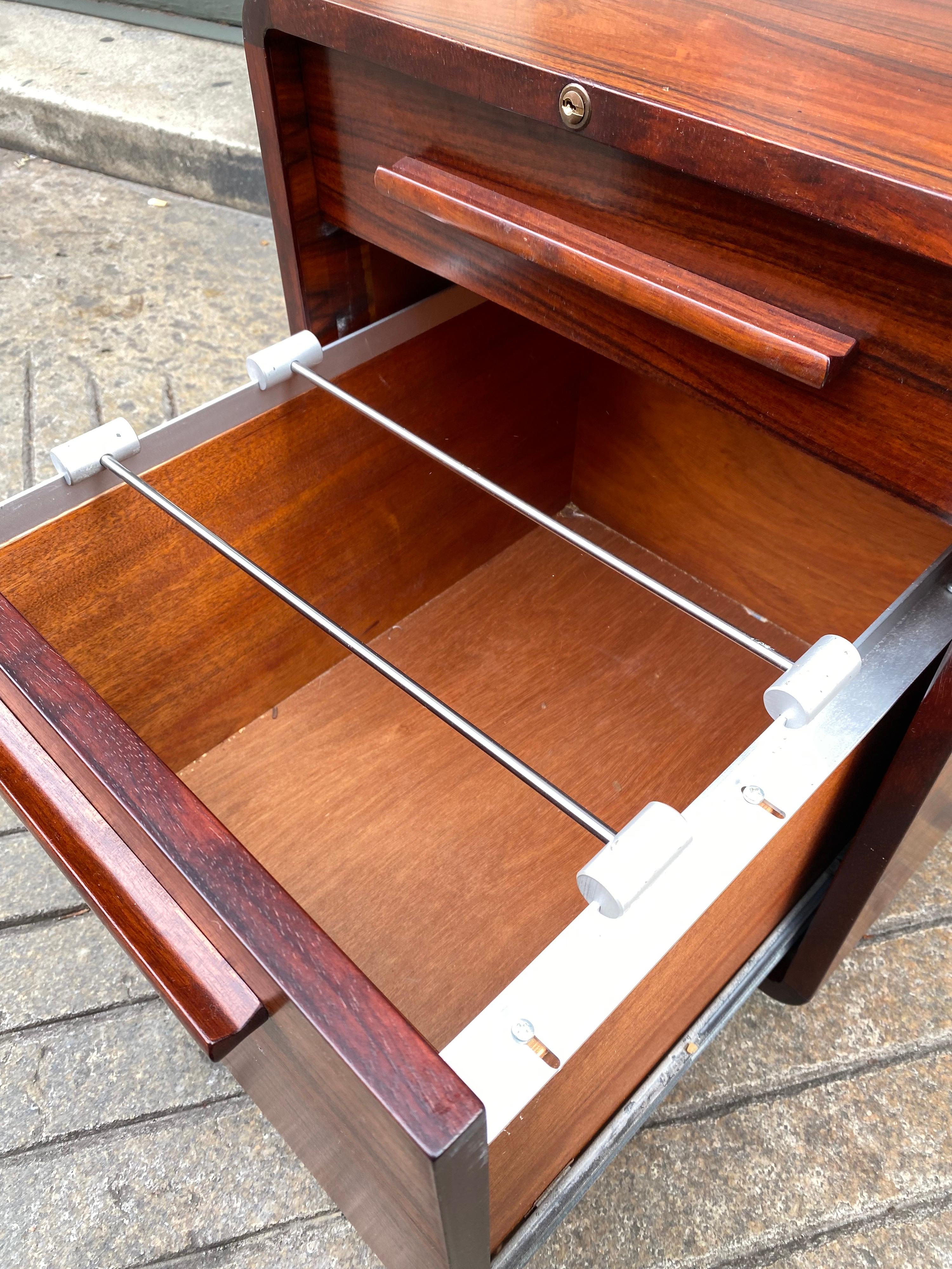 Dyrlund Rosewood Locking File Cabinet on Wheels with Key 3