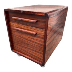 Dyrlund Rosewood Locking File Cabinet on Wheels with Key