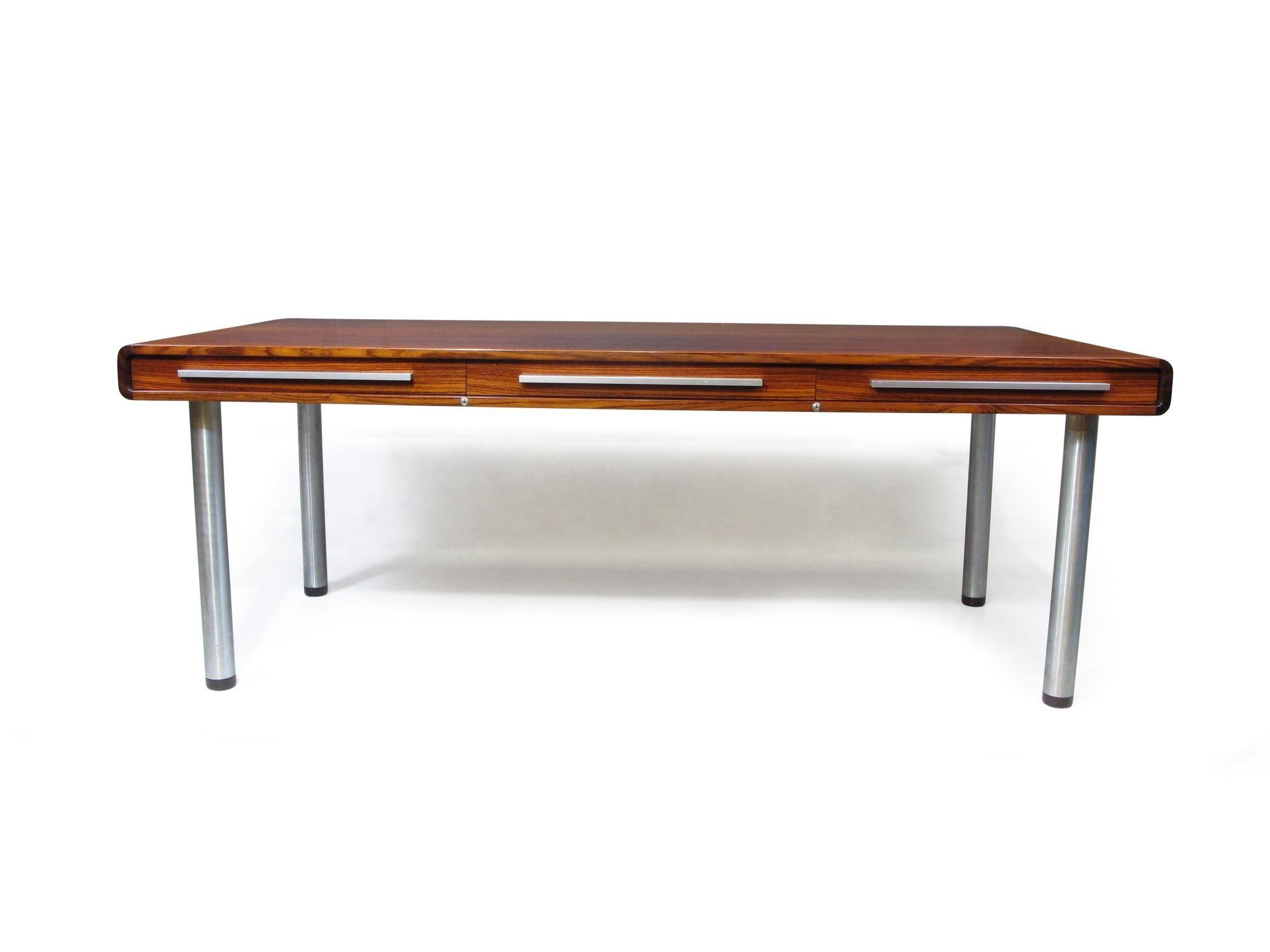 Dyrlund Santos Rosewood Executive Desk with Metal Legs For Sale 1