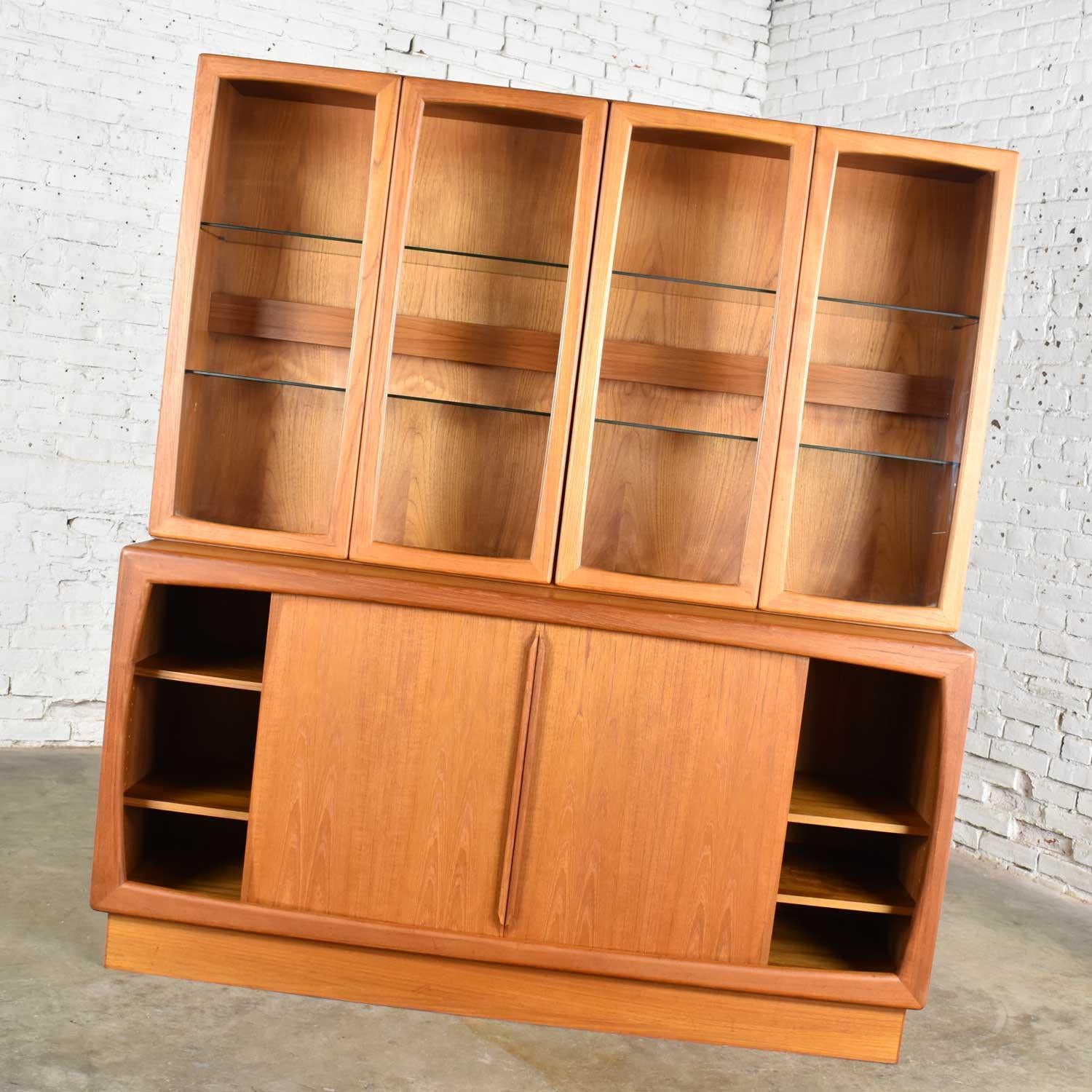 Danish Dyrlund Scandinavian Modern 2-Piece Teak Buffet with China Hutch Display Cabinet