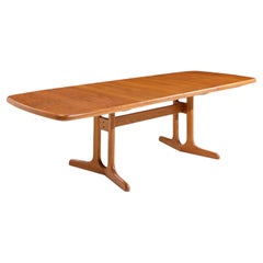 Dyrlund Style MCM Danish Teak Hidden Leaf Expanding Dining Table with 2 Leaves
