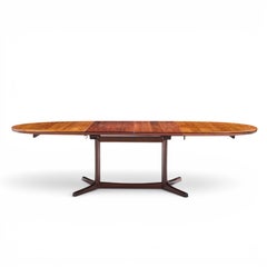 Dyrlund Style Mid Century Danish Rosewood Expanding Dining Table With 2 Leaves