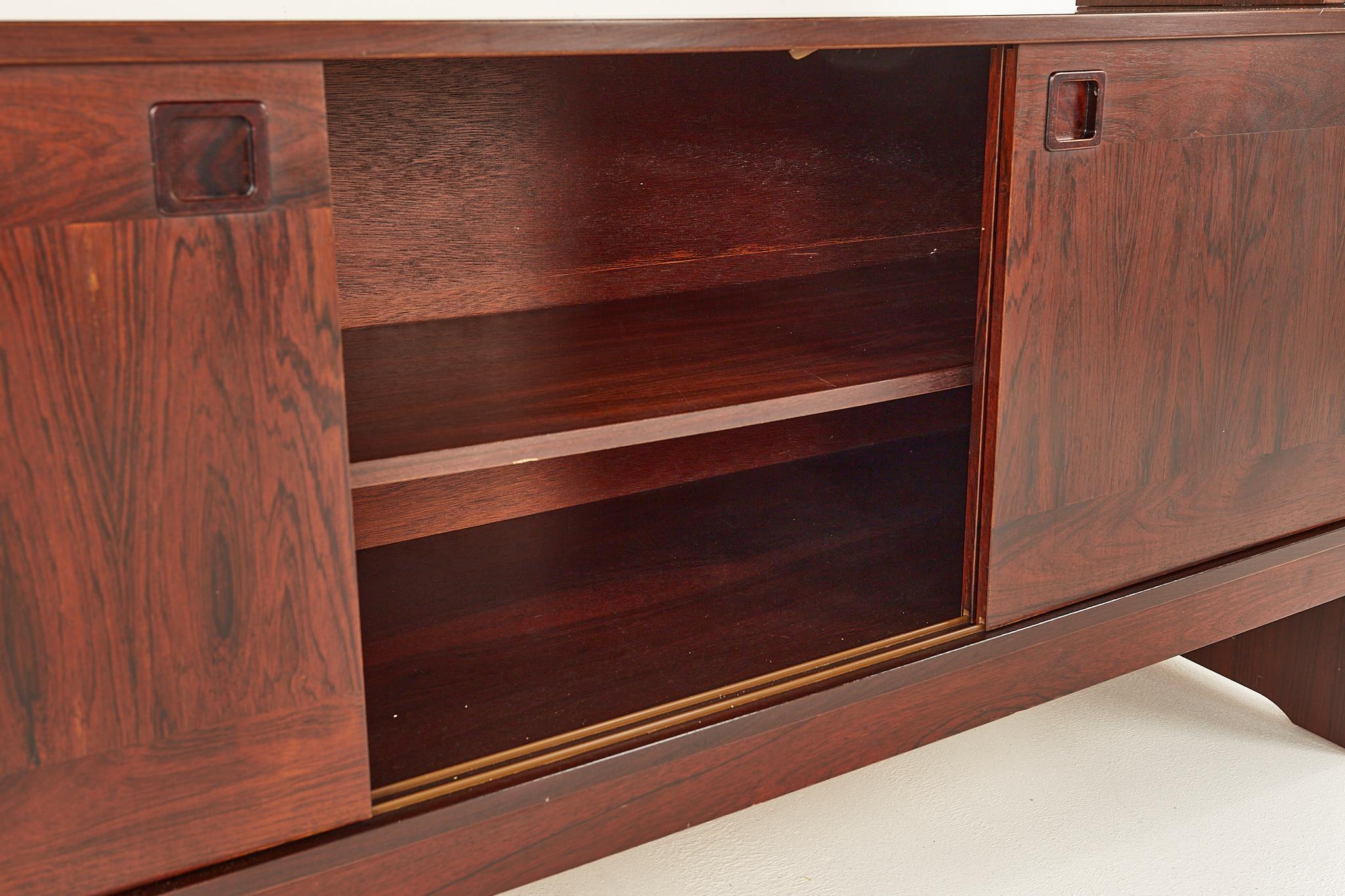 Dyrlund Style Mid Century Rosewood Buffet and Hutch 9