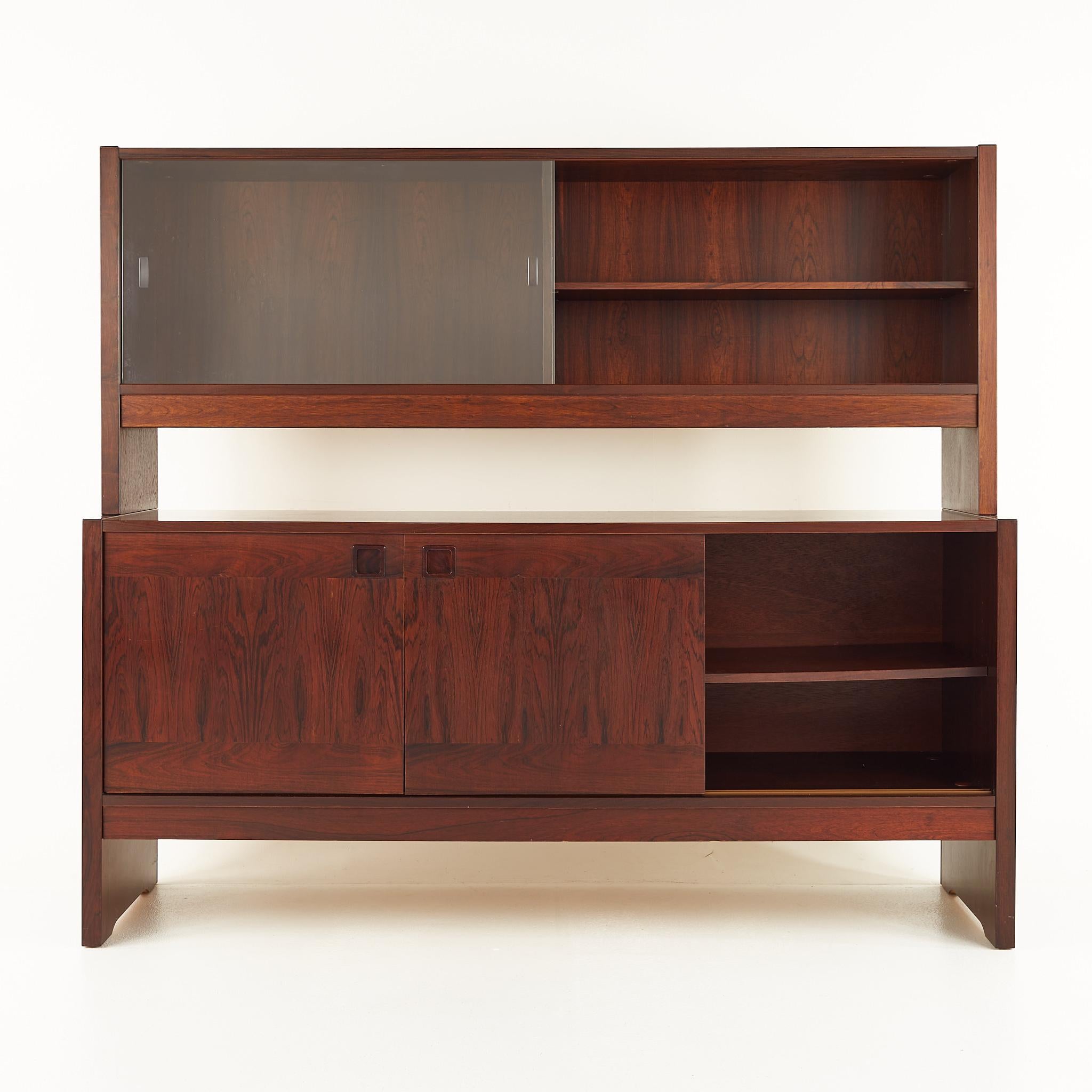 Late 20th Century Dyrlund Style Mid Century Rosewood Buffet and Hutch