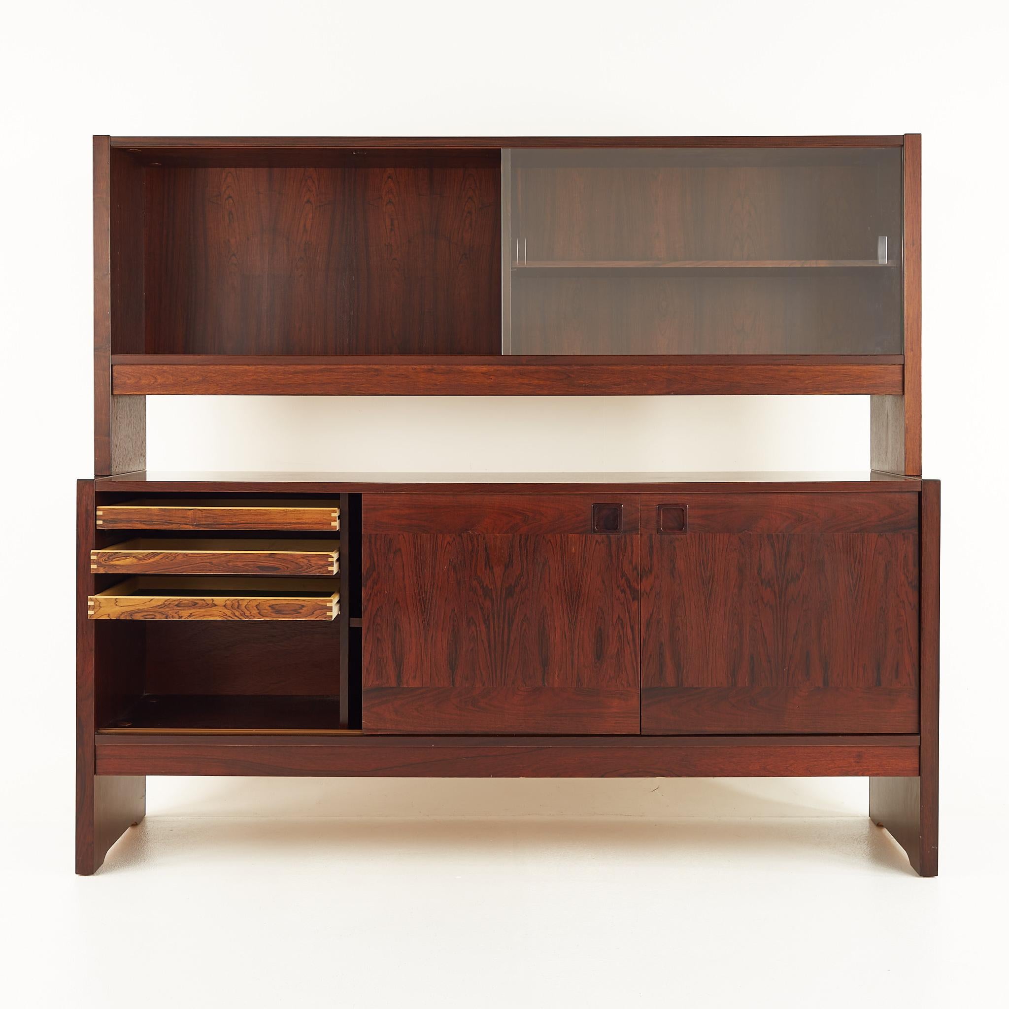 Dyrlund Style Mid Century Rosewood Buffet and Hutch 1