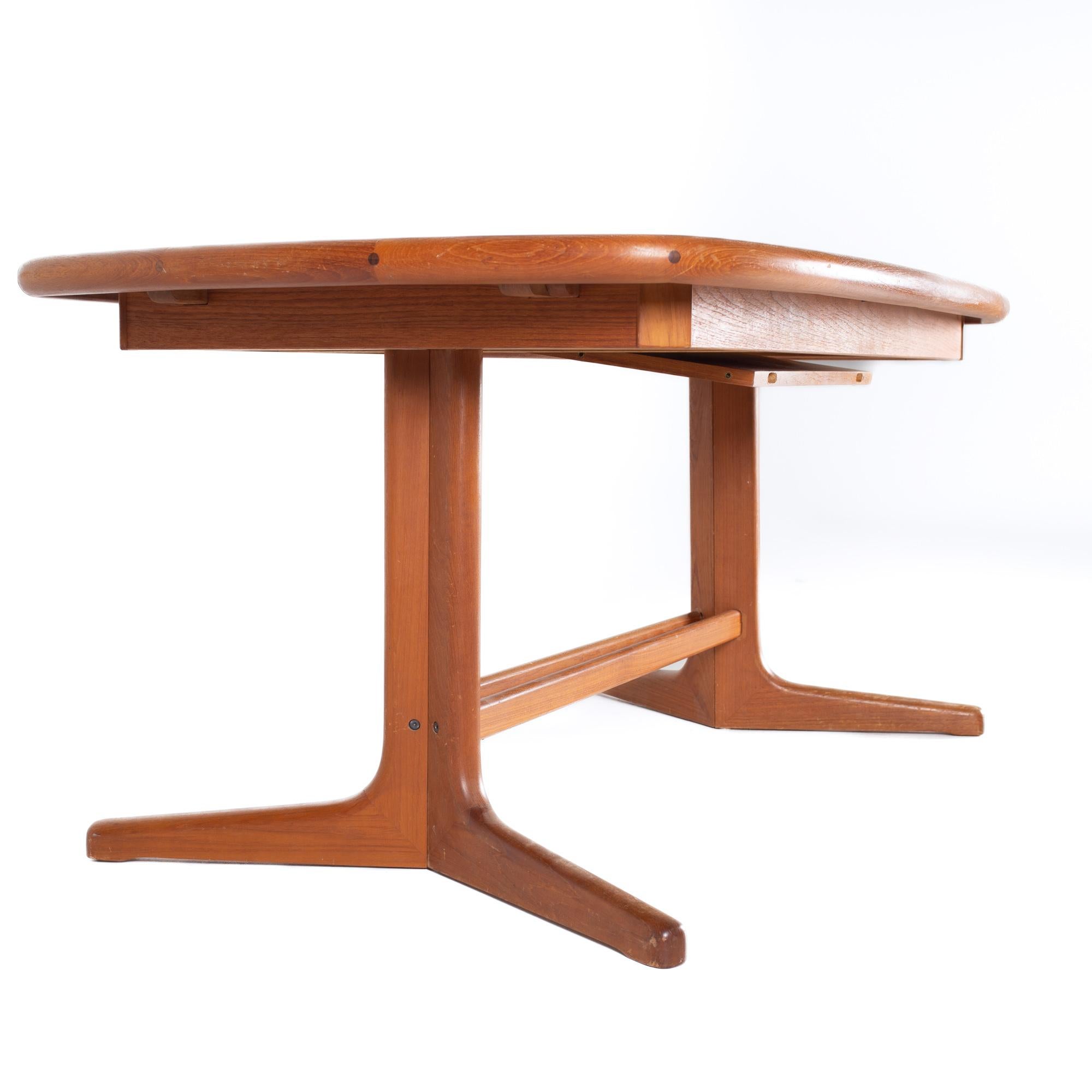 Dyrlund Style Mid Century Teak Hidden Leaf Dining Table For Sale 5