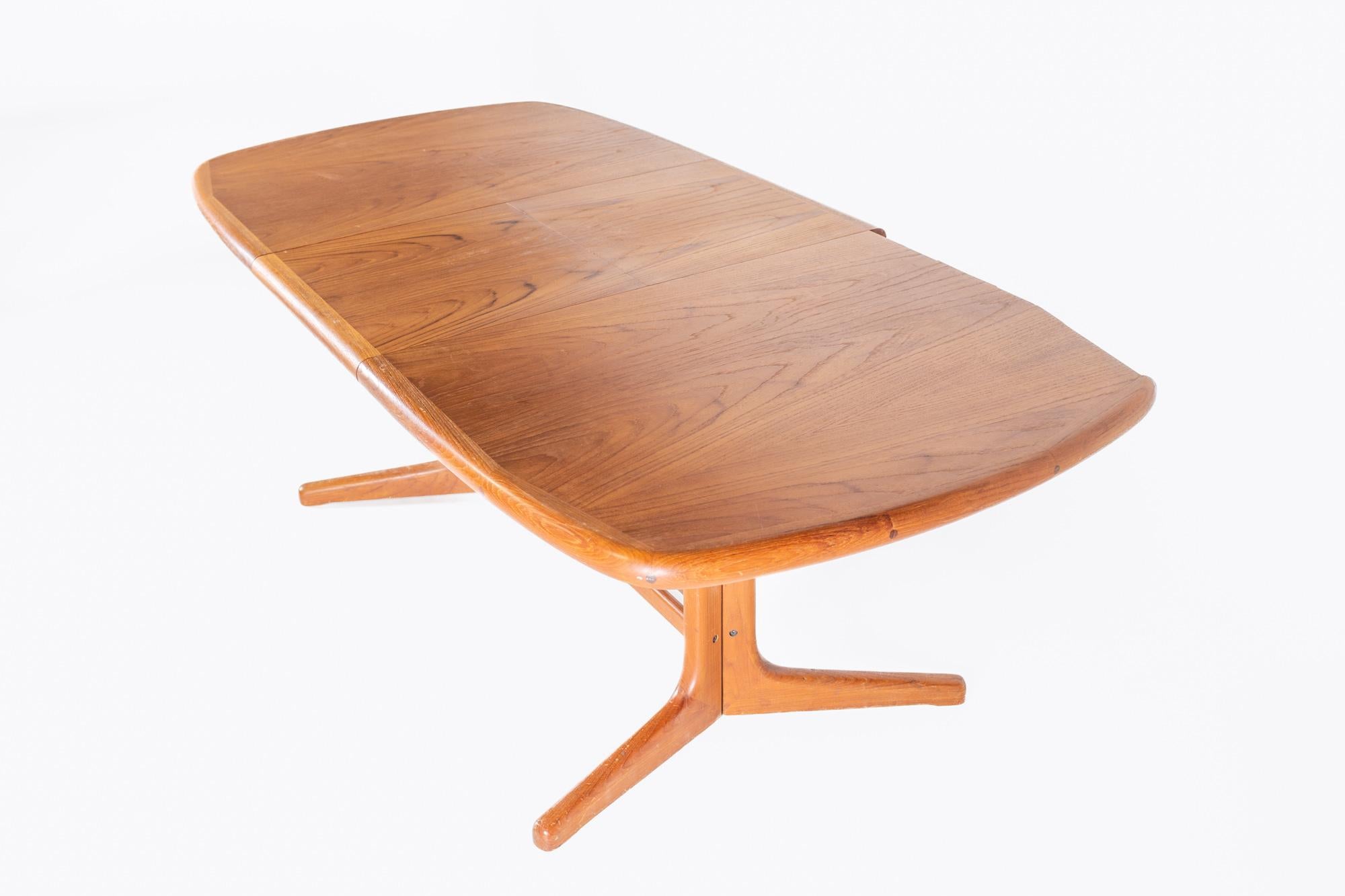Late 20th Century Dyrlund Style Mid Century Teak Hidden Leaf Dining Table For Sale