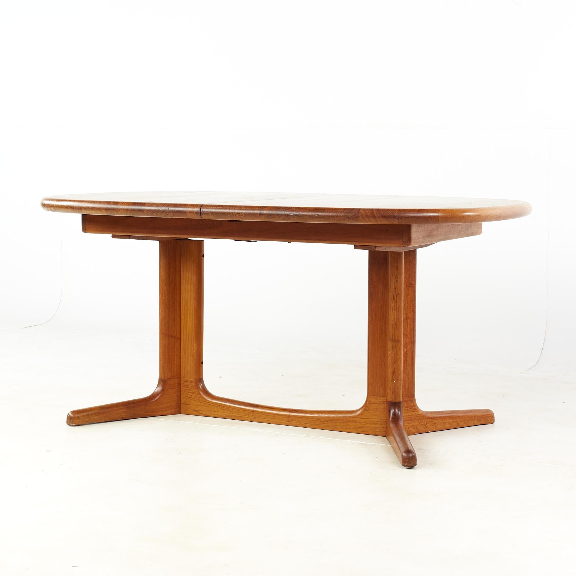 Dyrlund Style Mid Century Teak Hidden Leaf Expanding Dining Table For