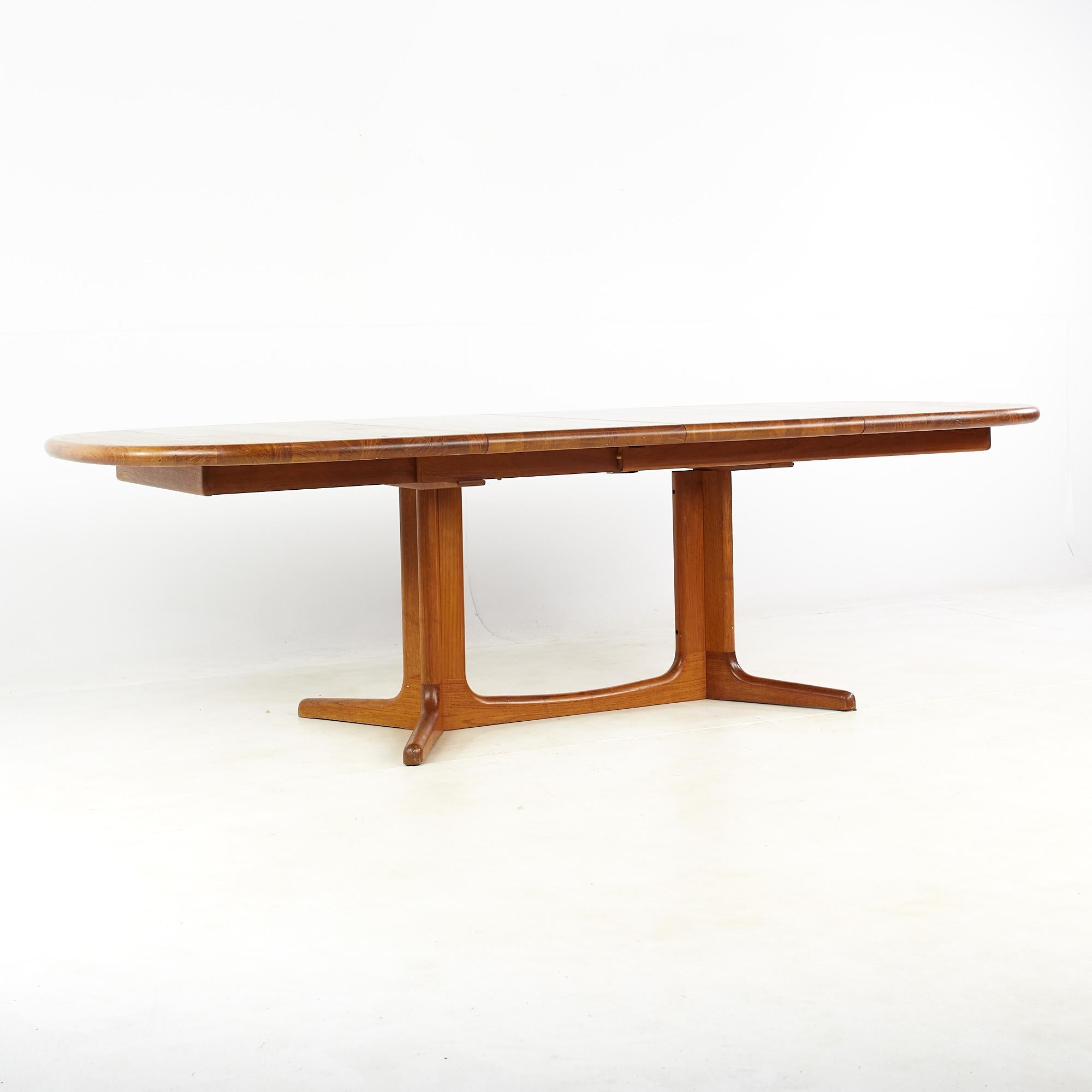Dyrlund Style Mid Century Teak Hidden Leaf Expanding Dining Table For
