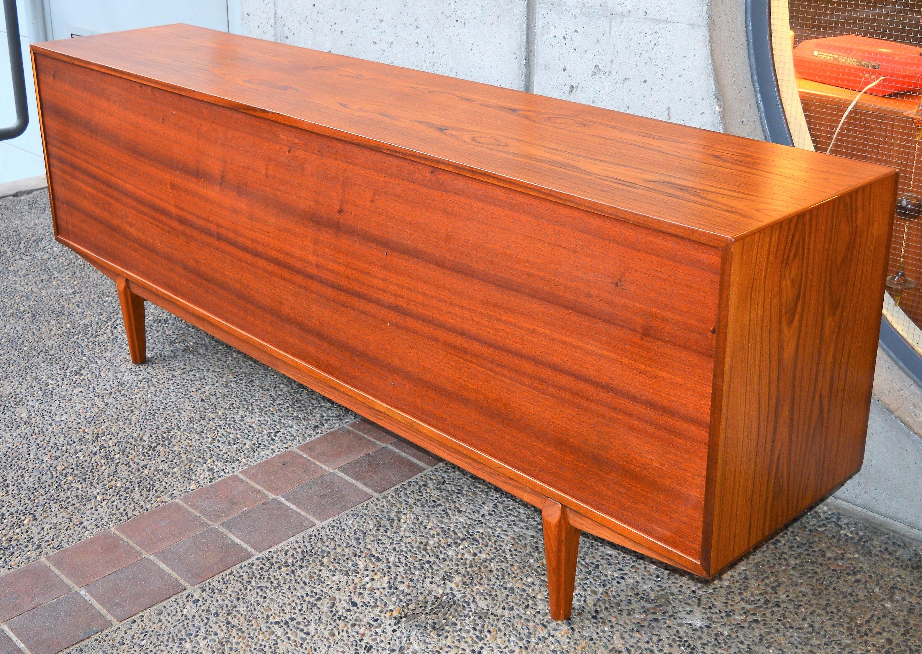 Dyrlund Teak Credenza by Rosengren Hansen with Louver Drawers and Finished Back 9