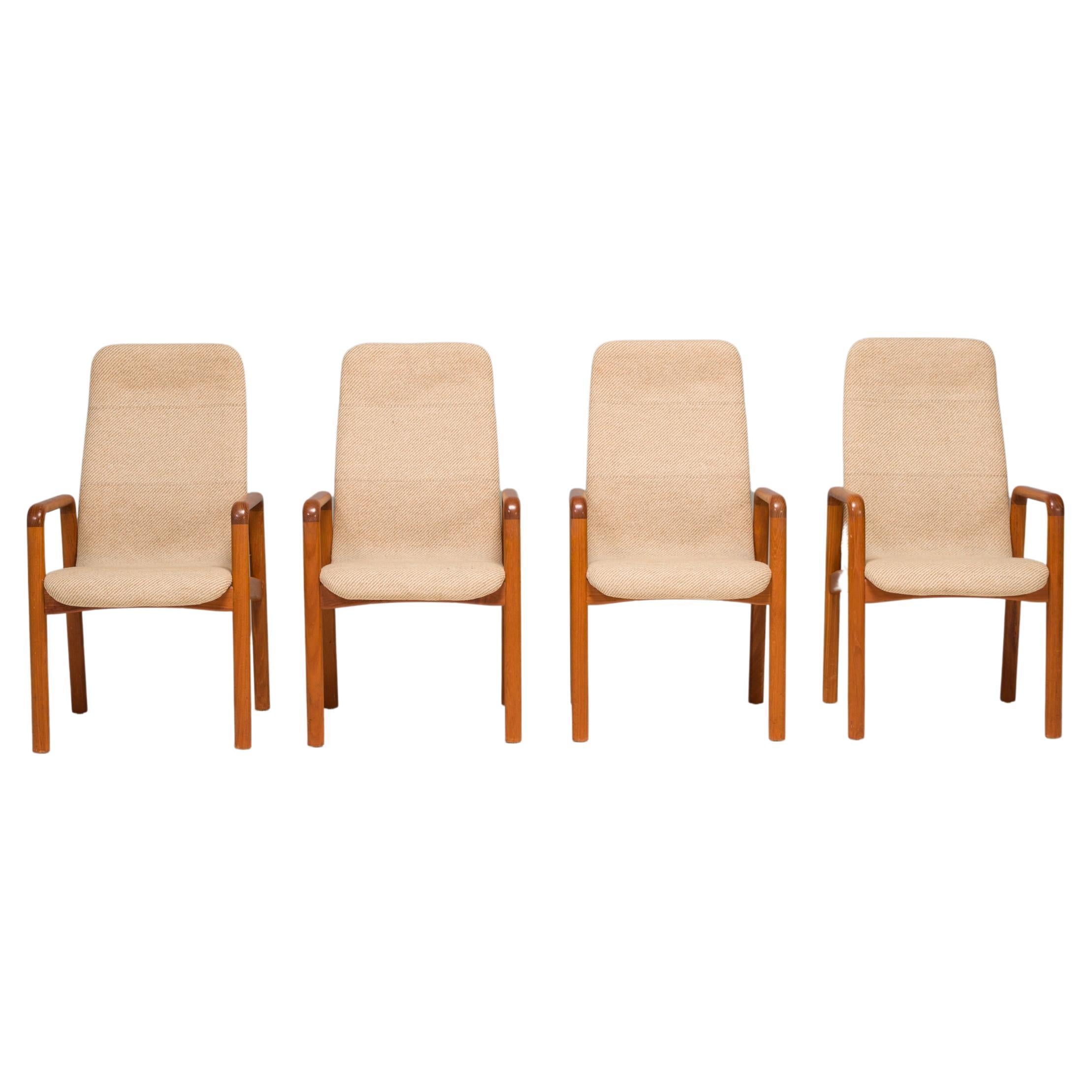 Dyrlund Teak & Fabric Dining Chairs, Set of 4
