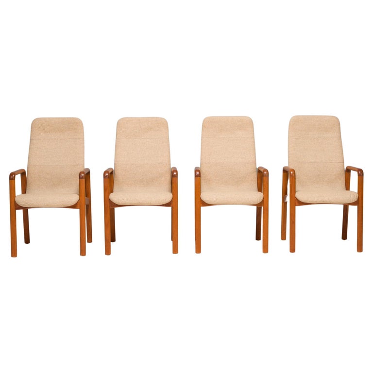Dyrlund Teak and Fabric Dining Chairs, Set of 4 For Sale at 1stDibs