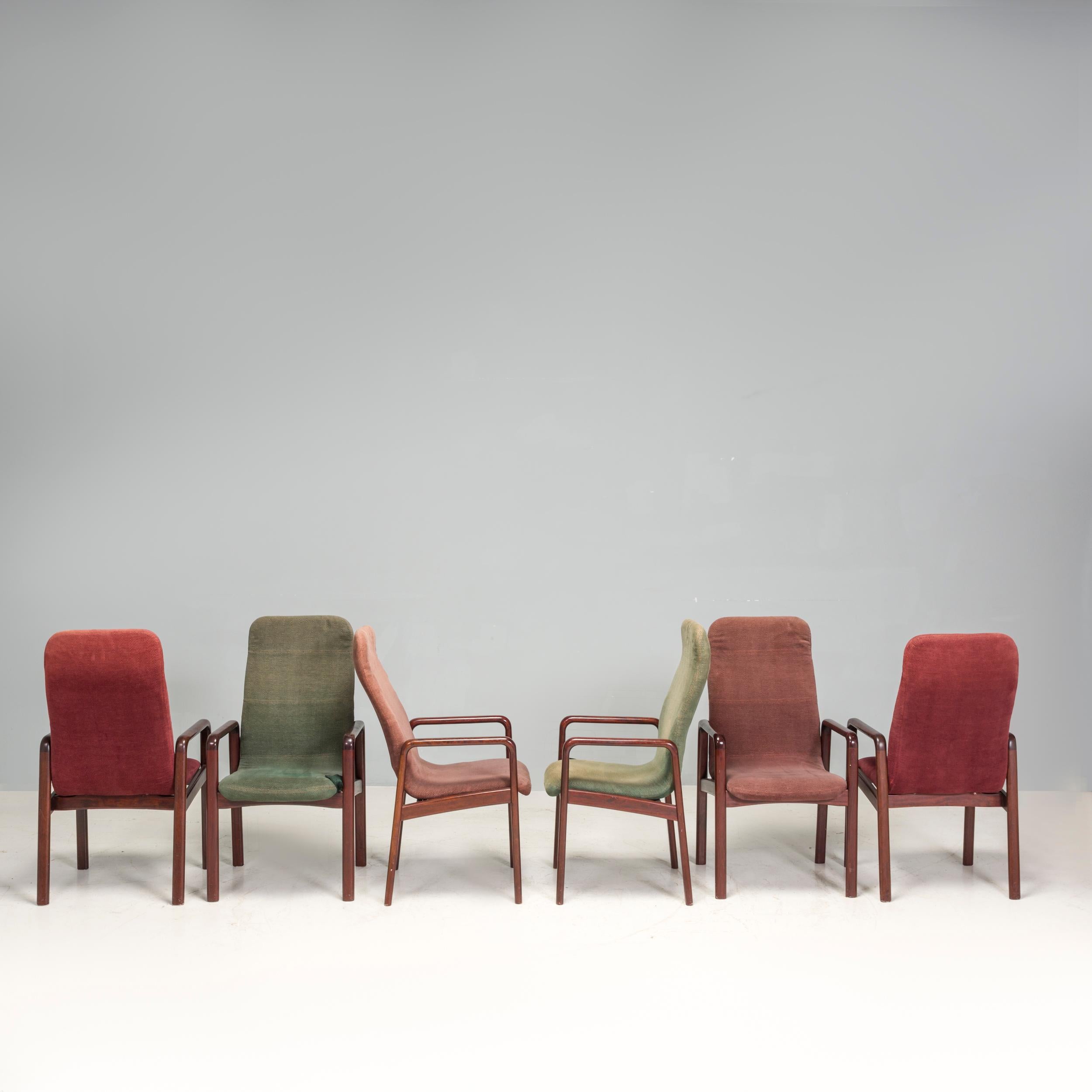 Sedia da pranzo Dyrlund in teak e tessuto verde e rosso In condizioni buone in vendita a Basildon, London