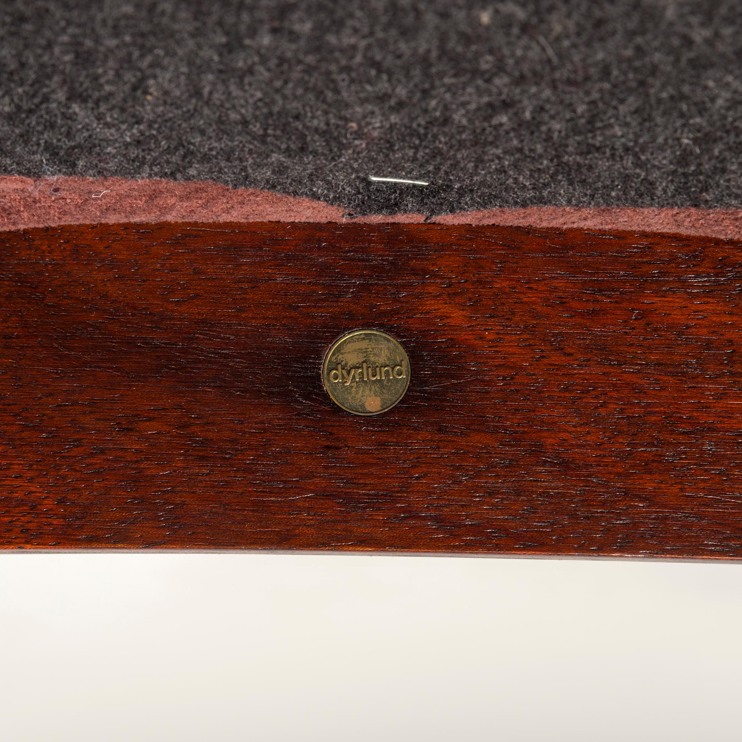 Sedie da pranzo Dyrlund in teak e tessuto verde e rosso, set di sei sedie in vendita 2