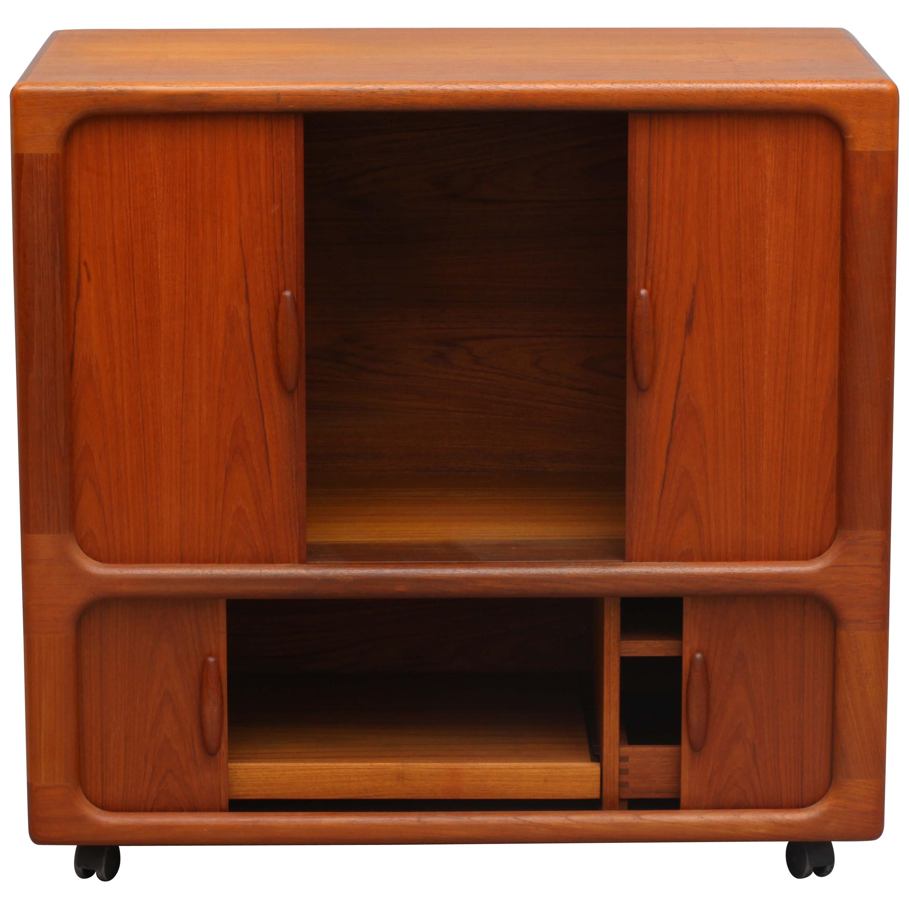 Dyrlund Teak High Board with Sliding Doors for Tv and Hifi, Denmark, 1970