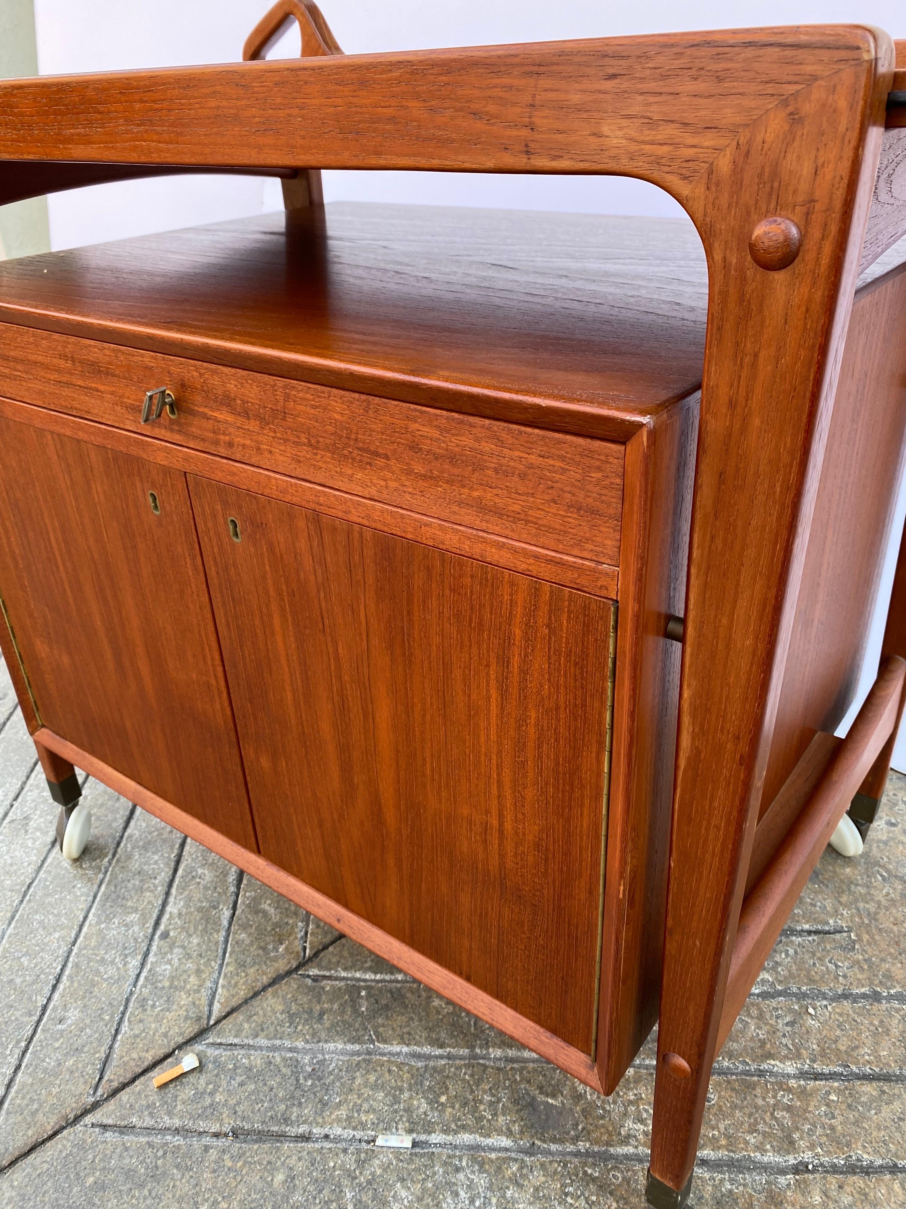 Mid-20th Century Dyrlund Teak Locking Bar