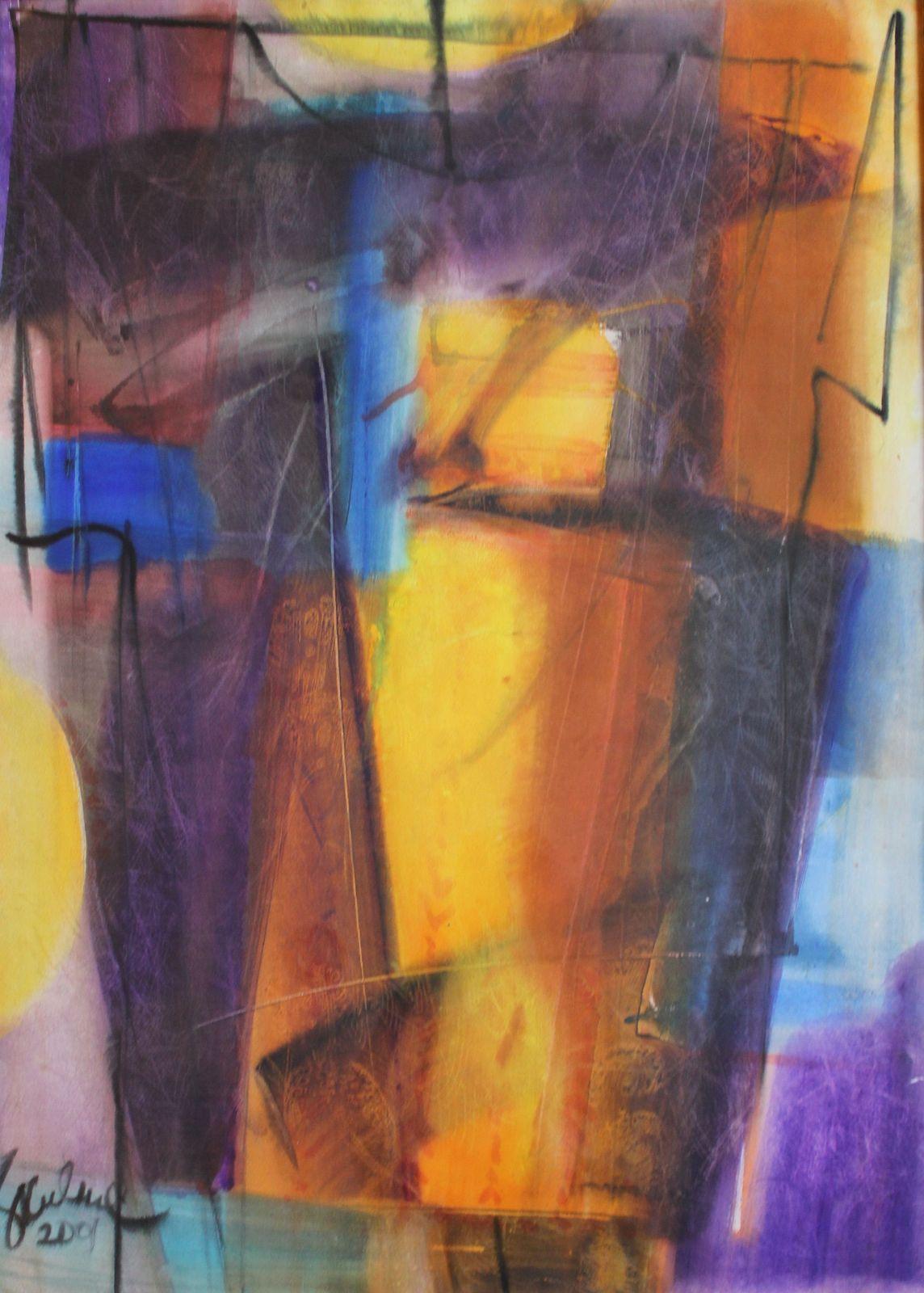 Dzemma Skulme Abstract Drawing - 2001. paper, watercolor, 103x73 cm