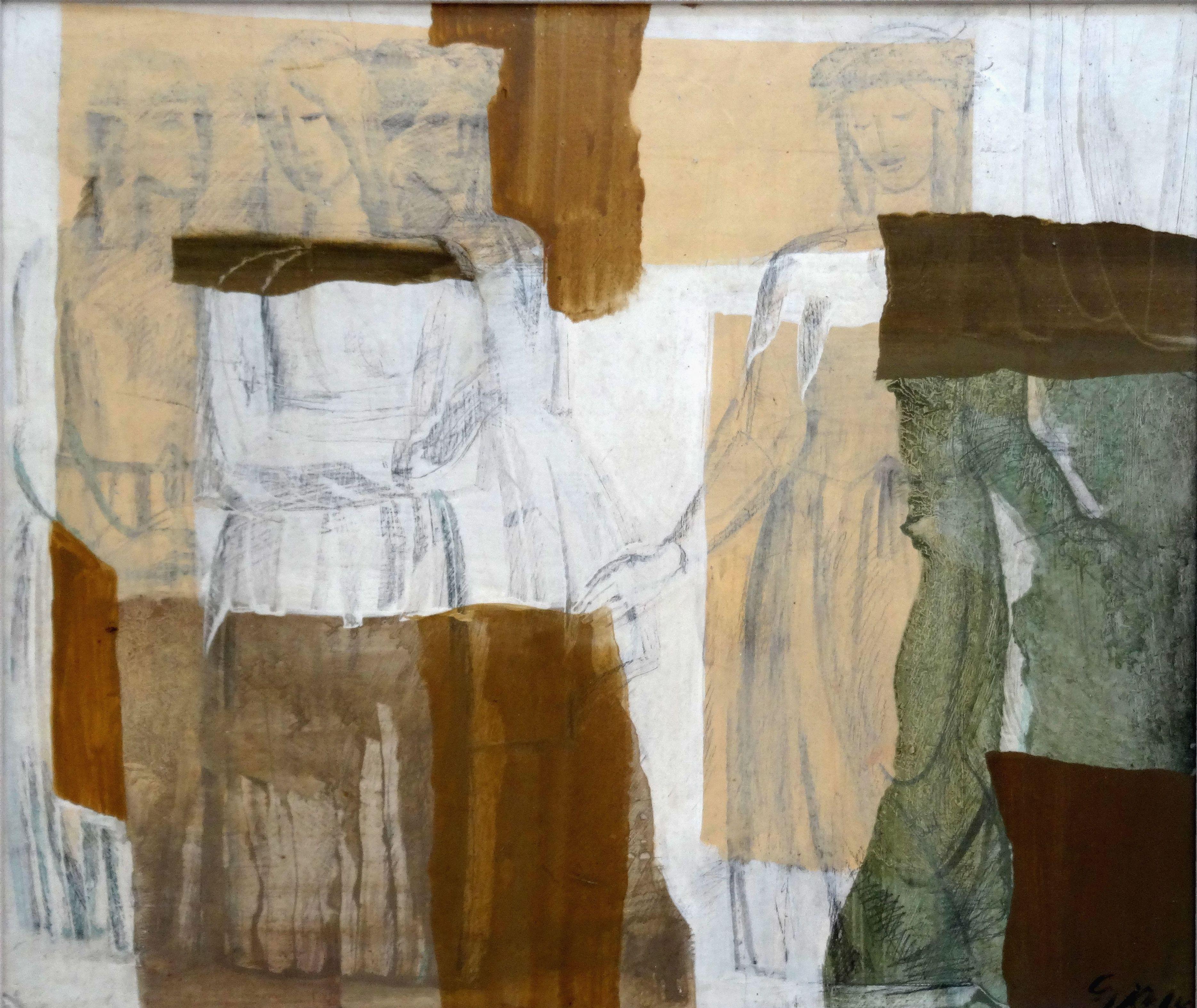Folk daughters. 1975.  Cardboard, oil, 68x81 cm