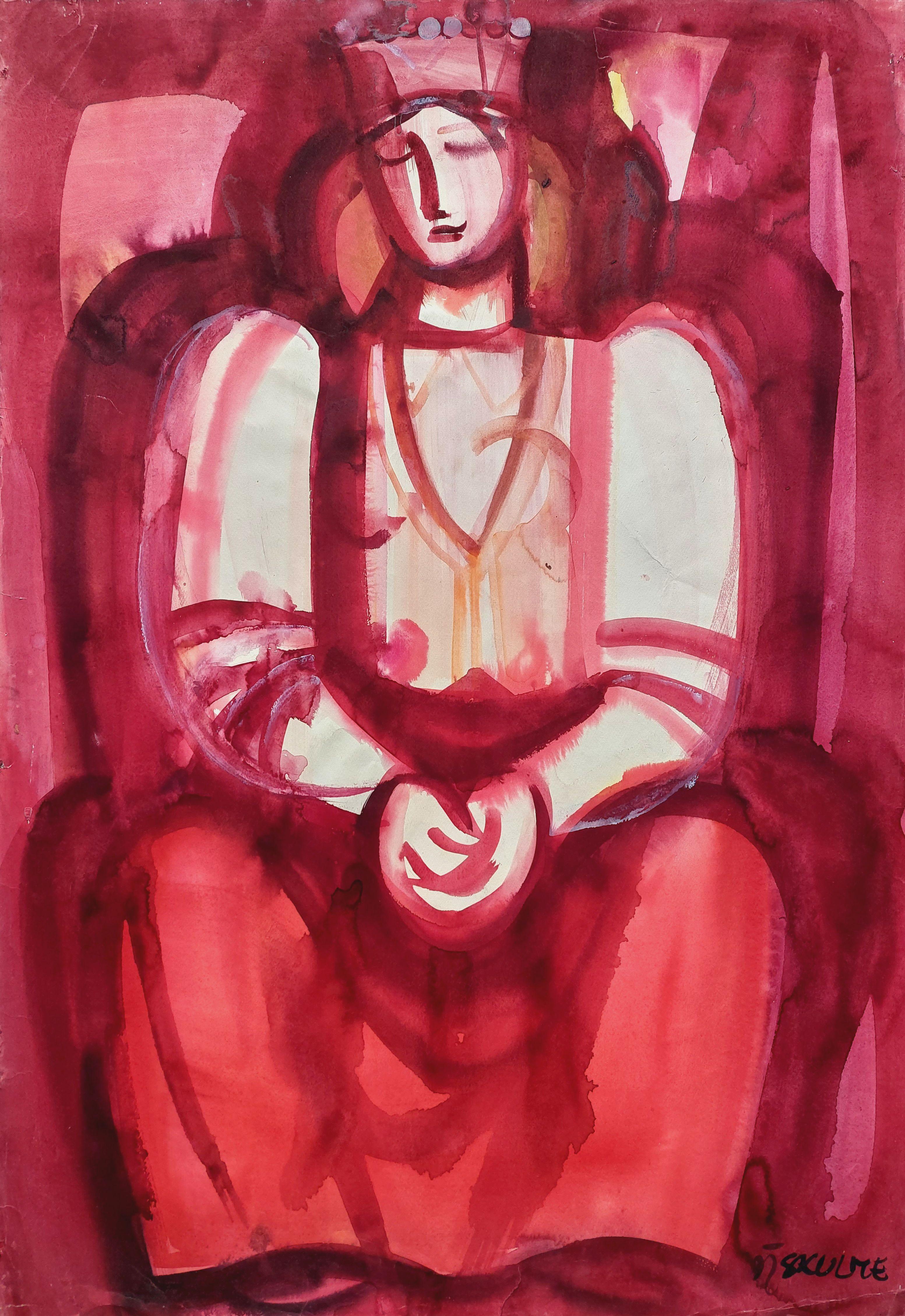 Folk girl. Paper, watercolor, 110x76 cm