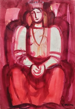 Vintage Folk girl. Paper, watercolour, 110x76 cm
