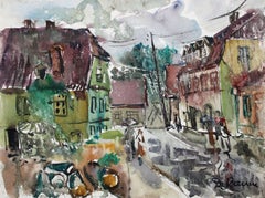 Vintage In a small town. 1969, paper, watercolor, 36x48 cm