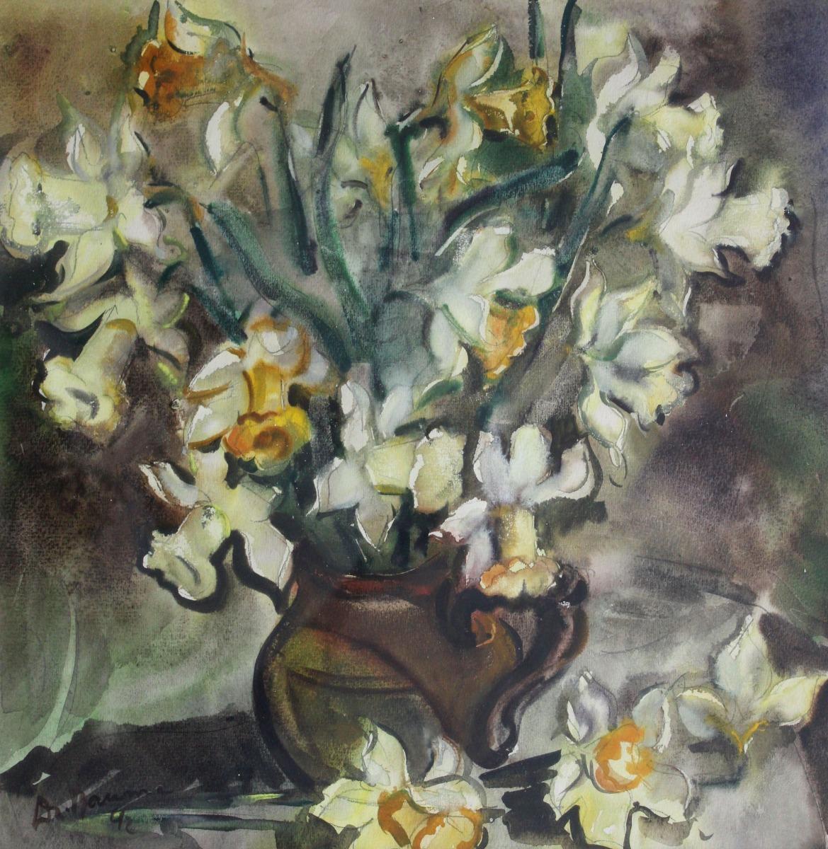 Narcissus, paper, watercolor, 48x47 cm