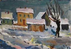 Winter  1982, canvas, cardboard, oil, 34.5x49 cm